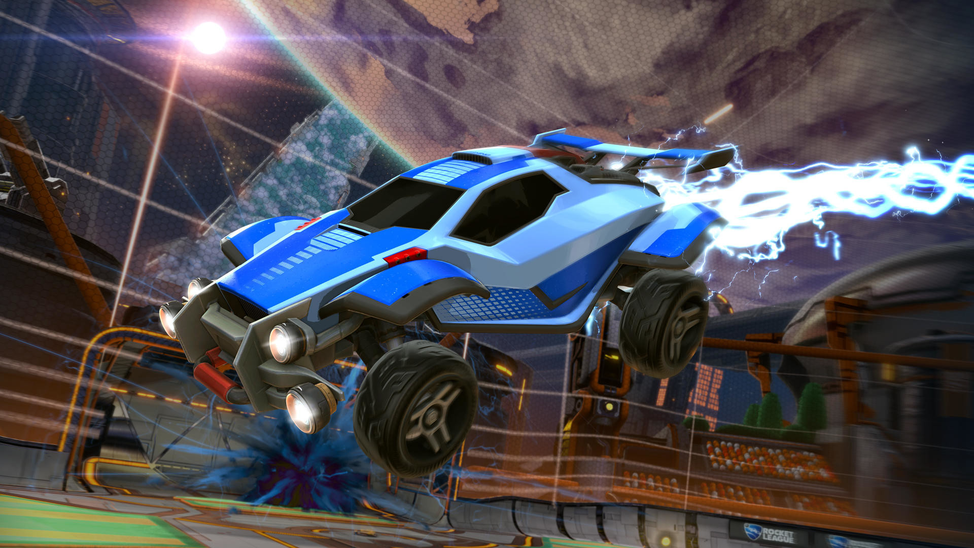 Rocket League, Octane, Fulmini, Blu, Full HD, wallpaper per PC