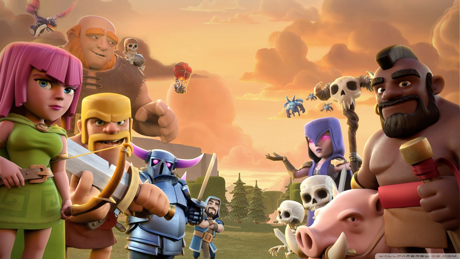 Clash of Clans, Arciera, Domatore di cinghiali, P.E.K.K.A, Personaggi, sfondo desktop 1920x1080