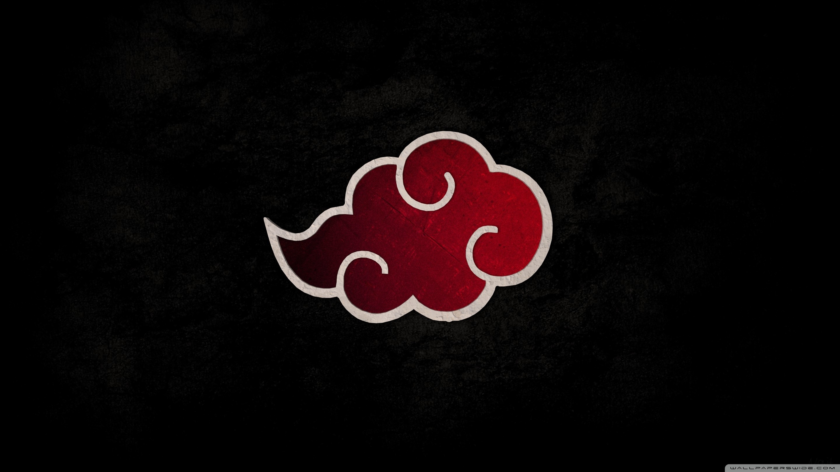 Akatsuki, Nuvola rossa, Naruto, Simbolo, Sfondo nero, 2K, wallpaper per portatile
