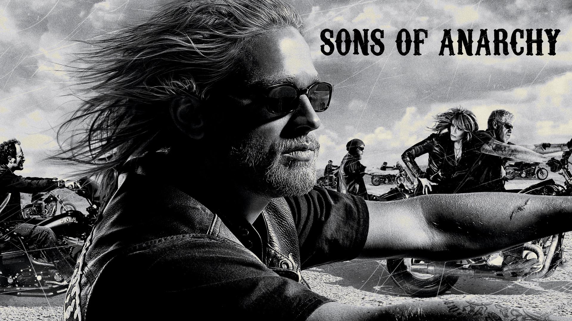 Charlie Hunnam, Jax Teller, Sons of Anarchy, Moto, Bianco e nero, sfondo Full HD per PC