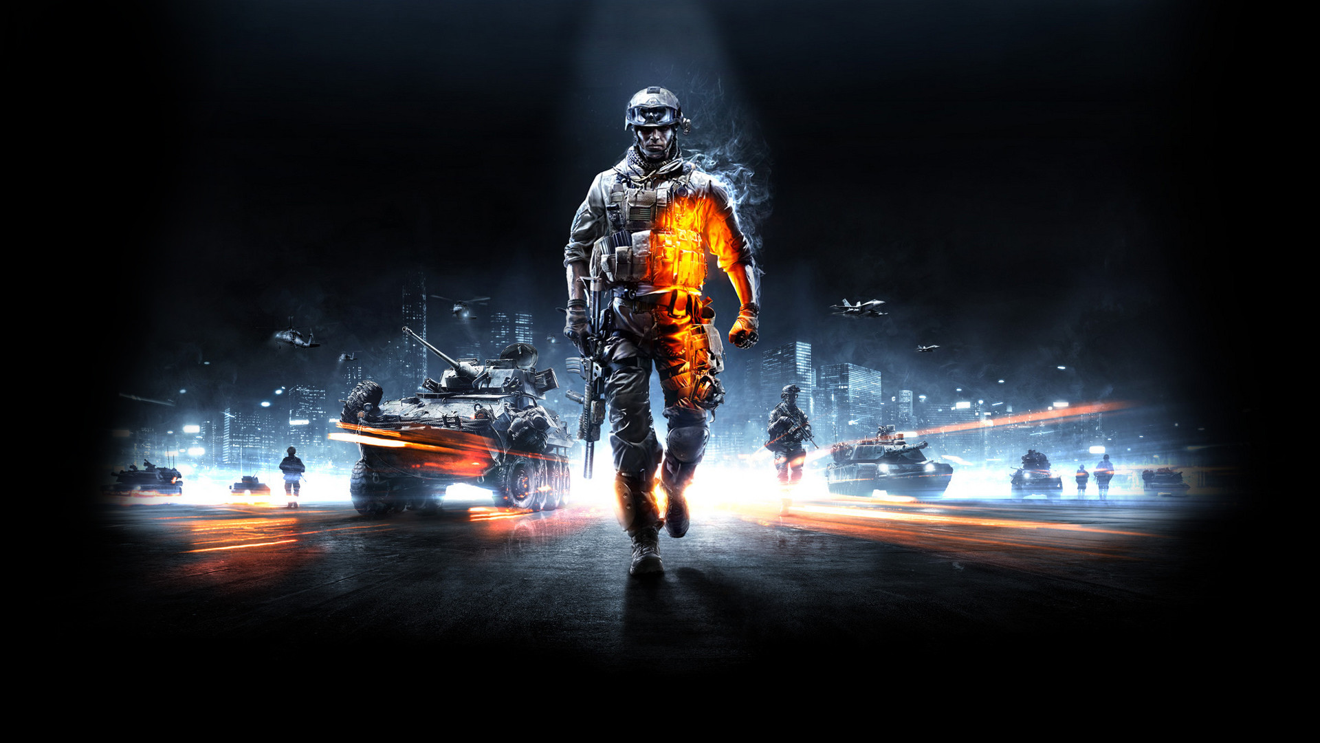 Battlefield 3, Soldato, Carro armato, Videogioco, Notte, Full HD, sfondo Windows 11