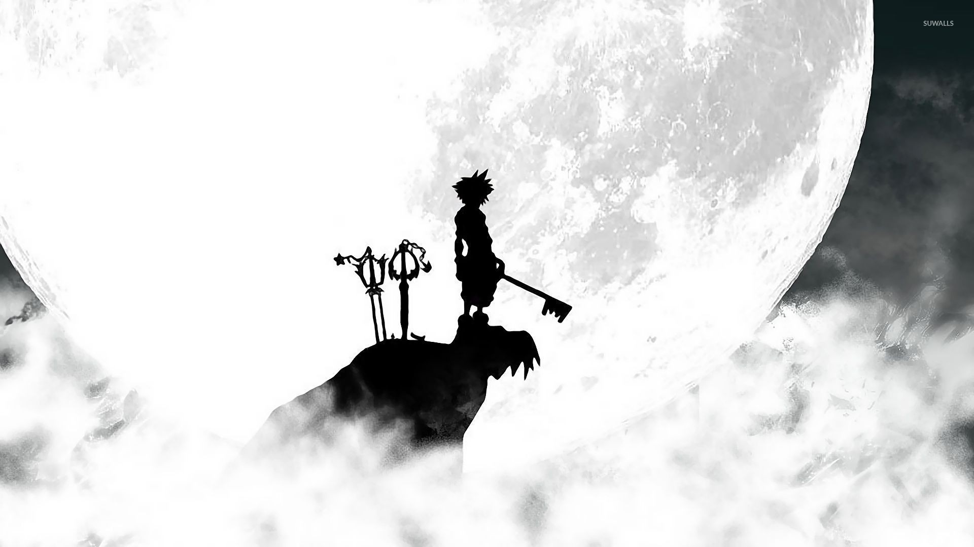 Kingdom Hearts, Sora, Luna, Silhouette, Keyblade, 16:9 Full HD, sfondo widescreen
