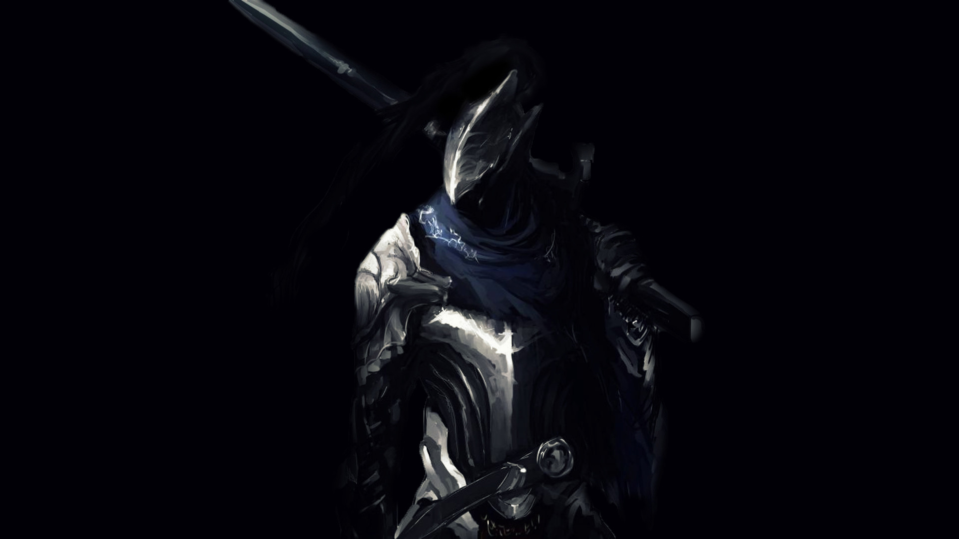 Artorias, Dark Souls, Armatura, Sfondo nero, Full HD, wallpaper per computer