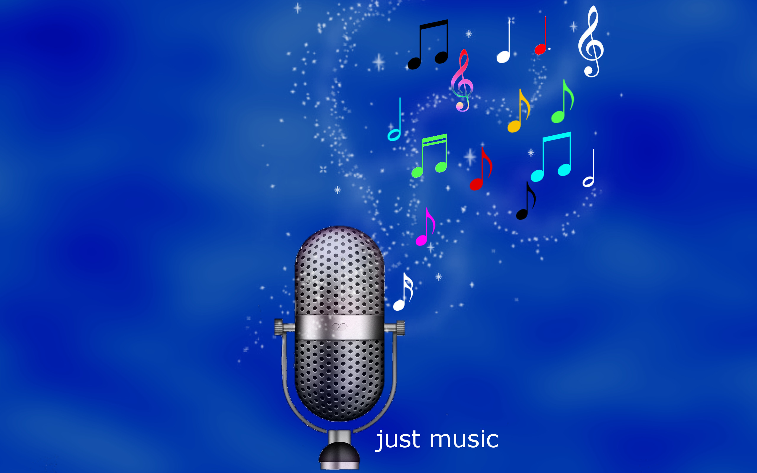 Microfono, Note musicali, Just Music, Blu, 2K 1600p, sfondo desktop