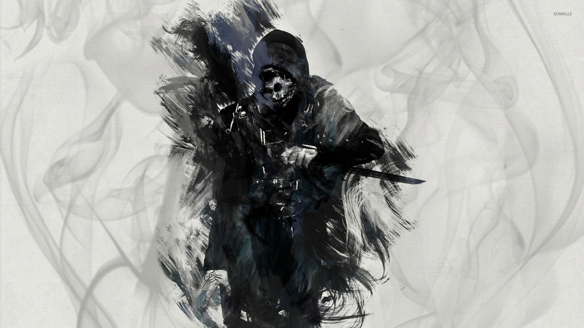 Corvo Attano, Dishonored, Fumo, Sfondo bianco, 1920x1080, wallpaper desktop