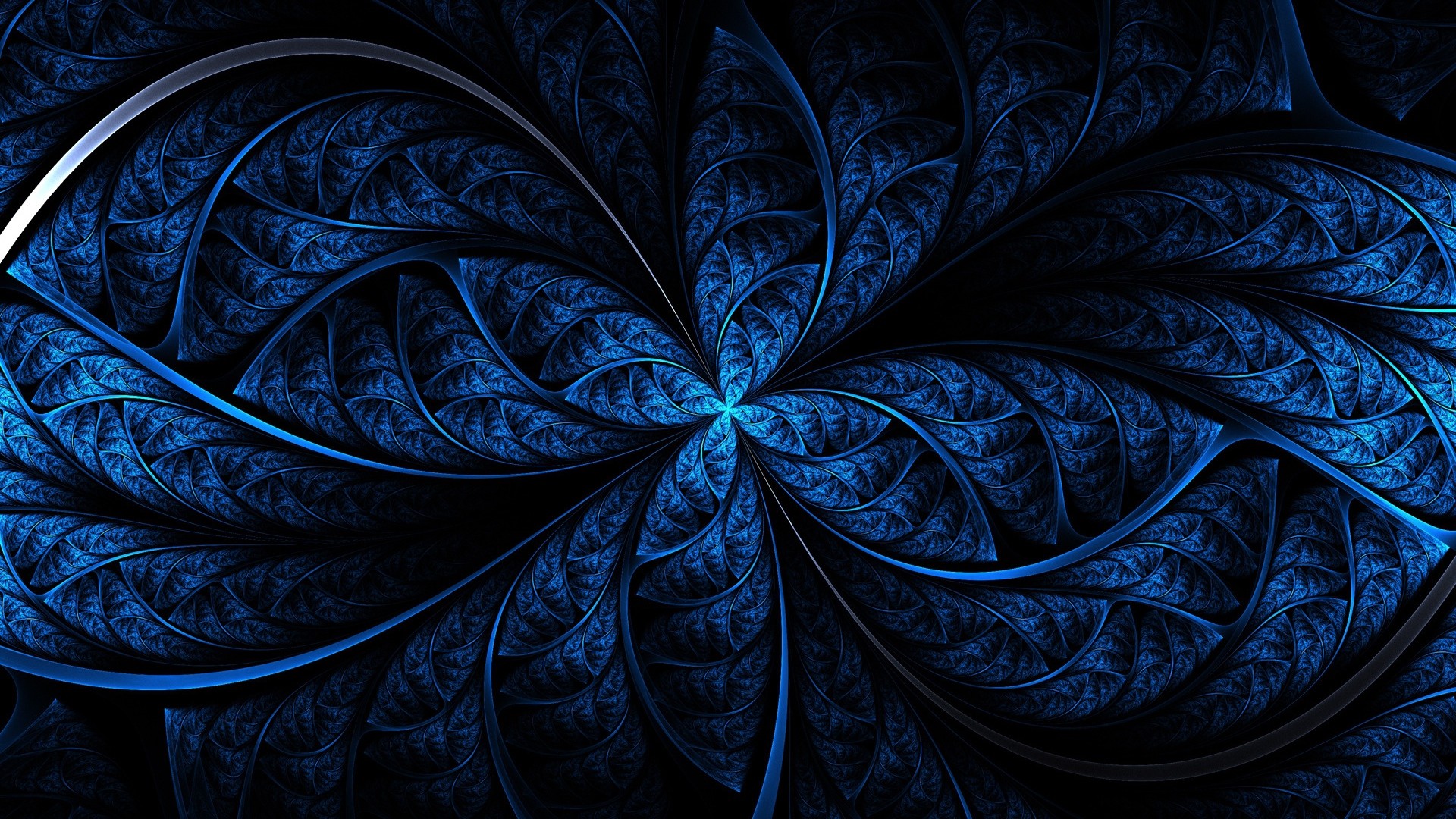 Frattale, Astratto, Blu scuro, Simmetria, Full HD 1080p, sfondo desktop