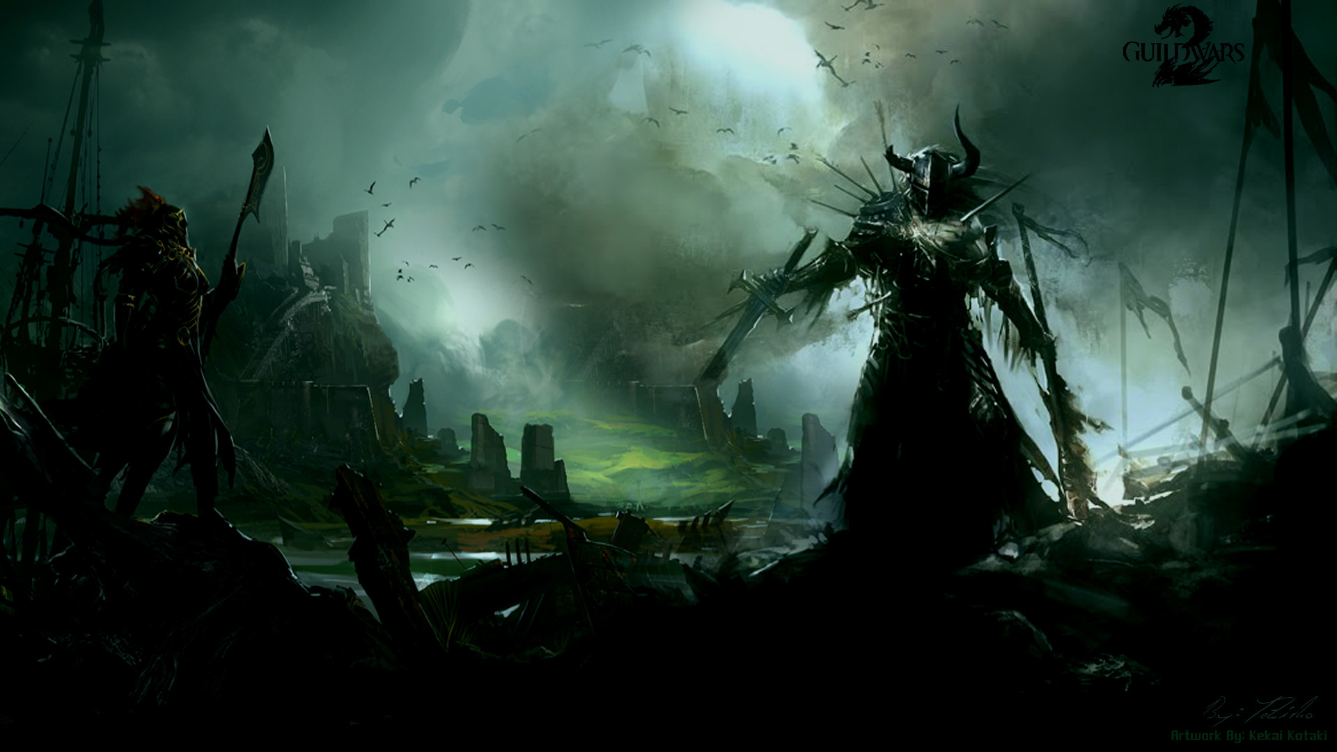 Demone, Campo di battaglia, Fantasy oscuro, 16:9 Full HD, wallpaper widescreen