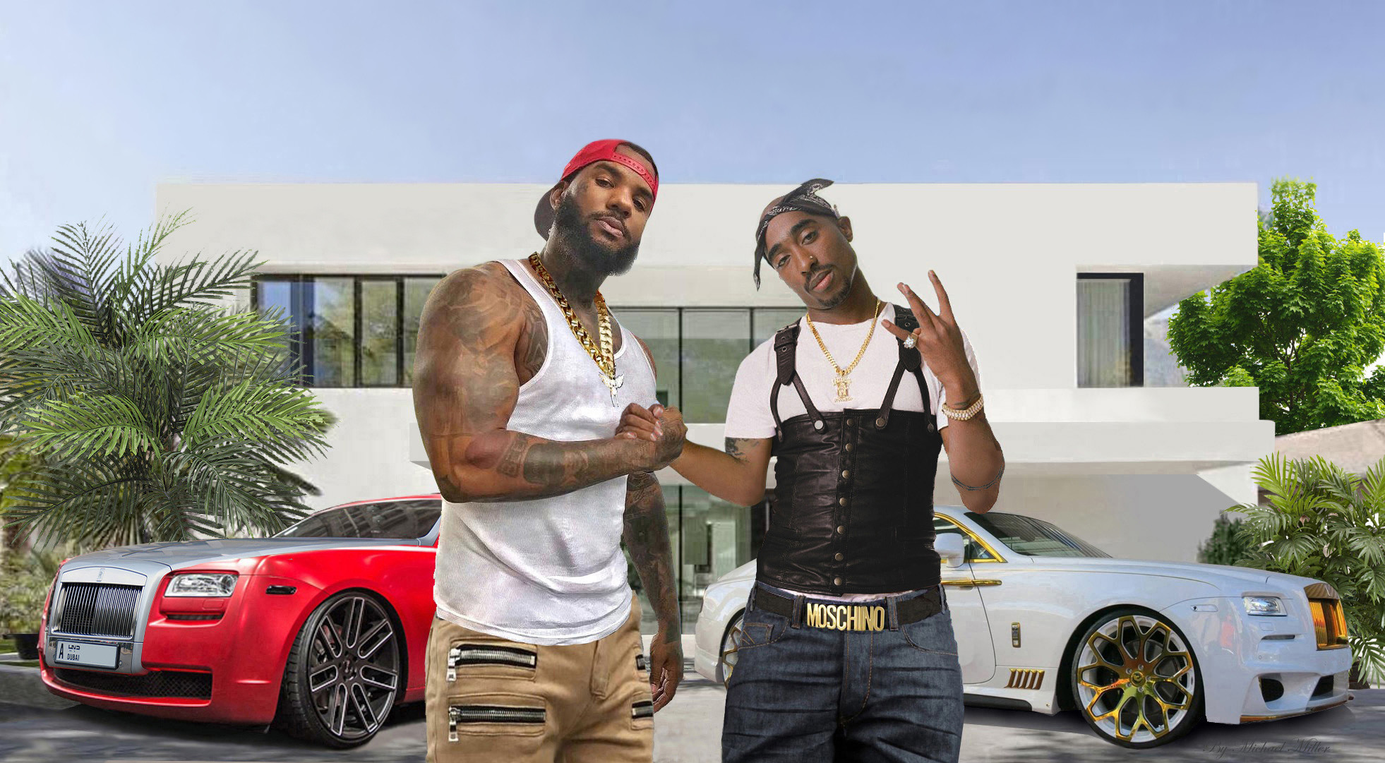 Tupac Shakur, The Game, Rolls-Royce, Arte digitale, Full HD, sfondo per portatile