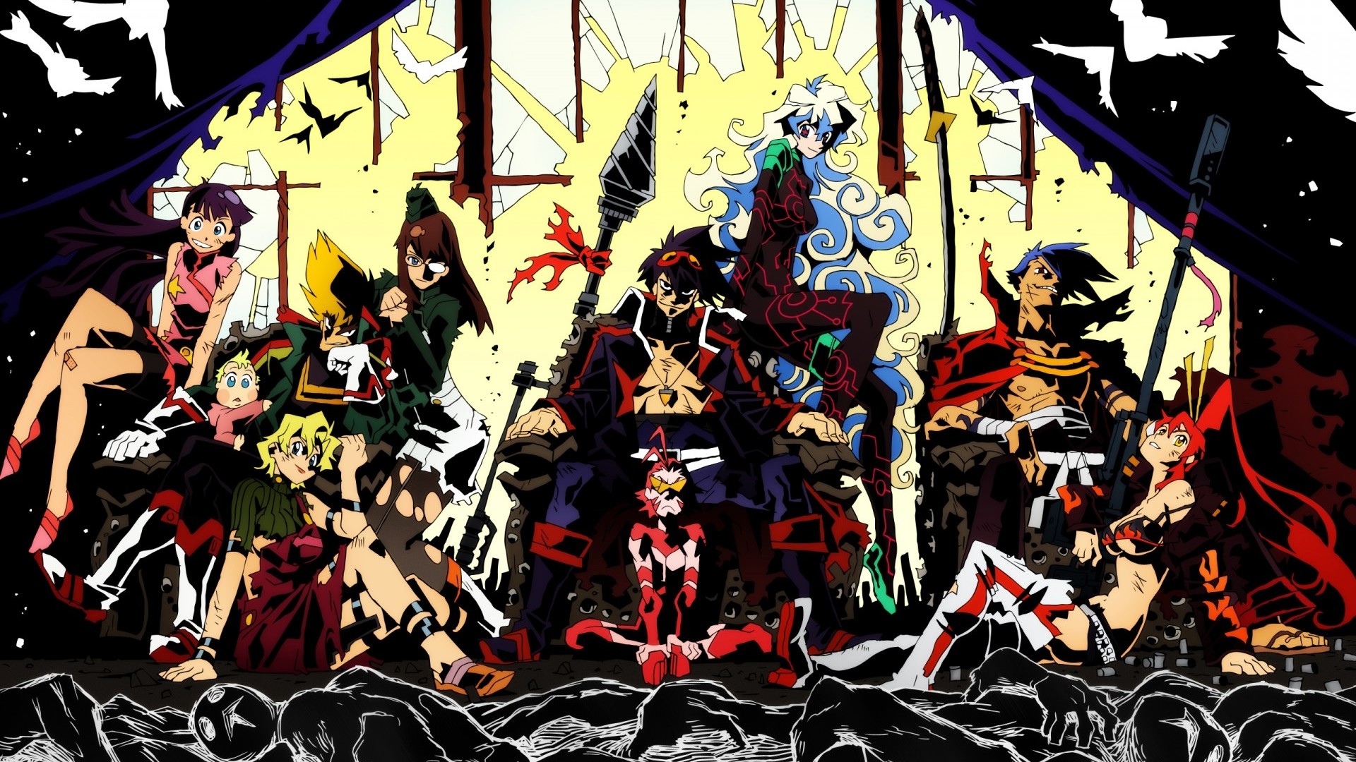 Lordgenome, Generali bestiali, Gurren Lagann, Gruppo di personaggi, sfondo Full HD per computer