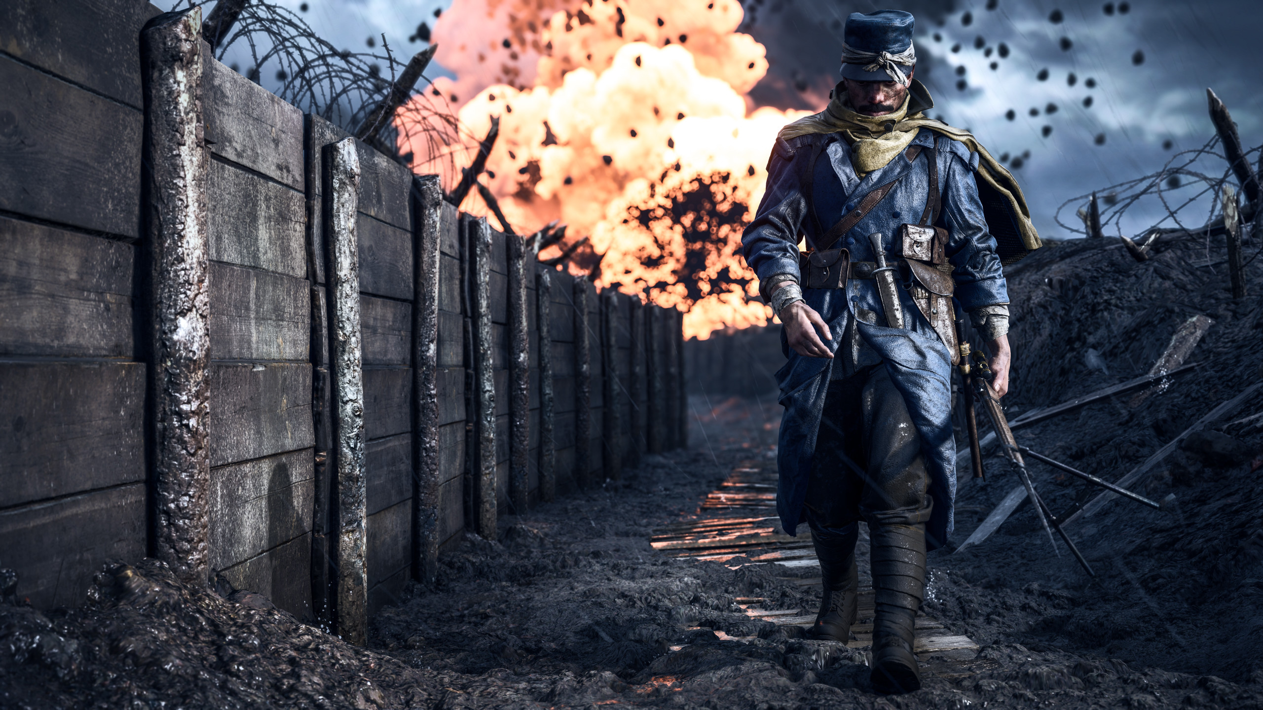 Battlefield 1, Trincea, Soldato, Esplosione, 2K, sfondo per portatile