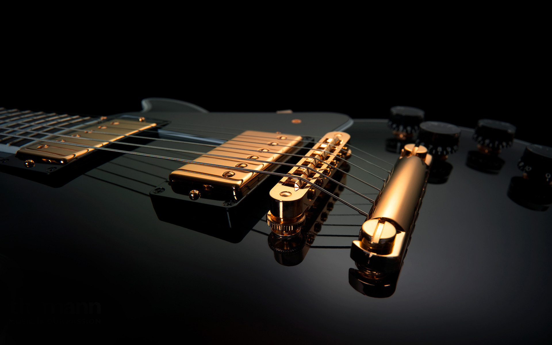 Gibson Les Paul, Chitarra elettrica, Dettagli dorati, Sfondo nero, wallpaper 1920x1200