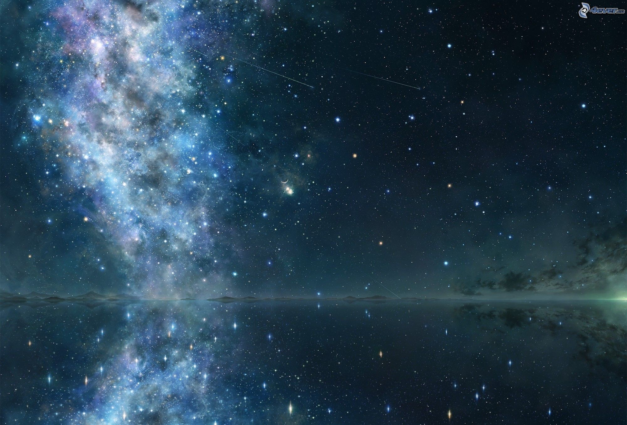 Via Lattea, Riflesso, Stelle, Full HD, sfondo per portatile
