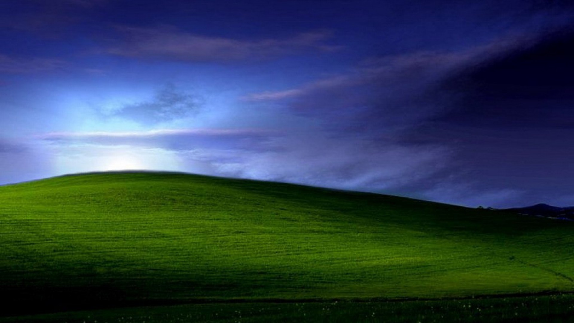 Bliss, Windows XP, Notte, Collina, 1920x1080, sfondo per PC