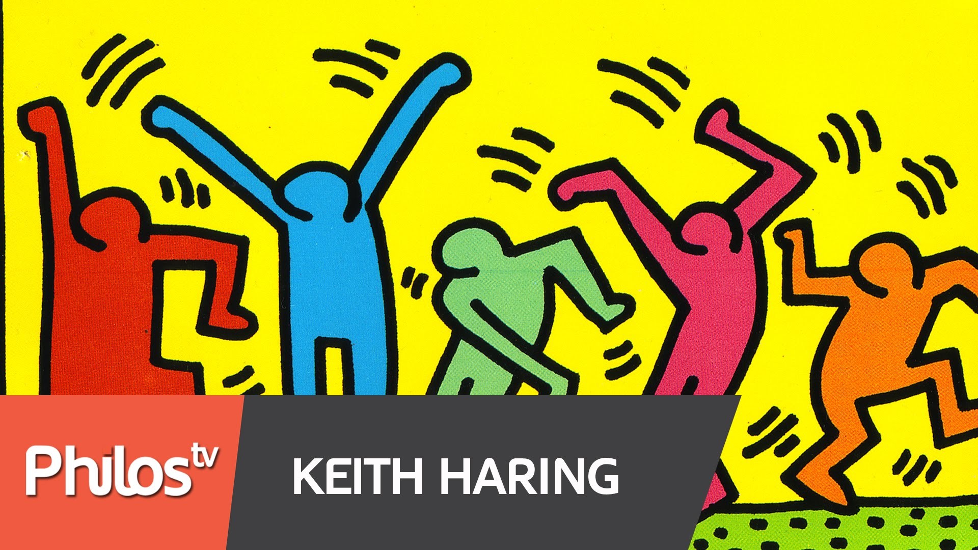 Keith Haring, Figure danzanti, Philos TV, Giallo, 1920x1080, wallpaper desktop