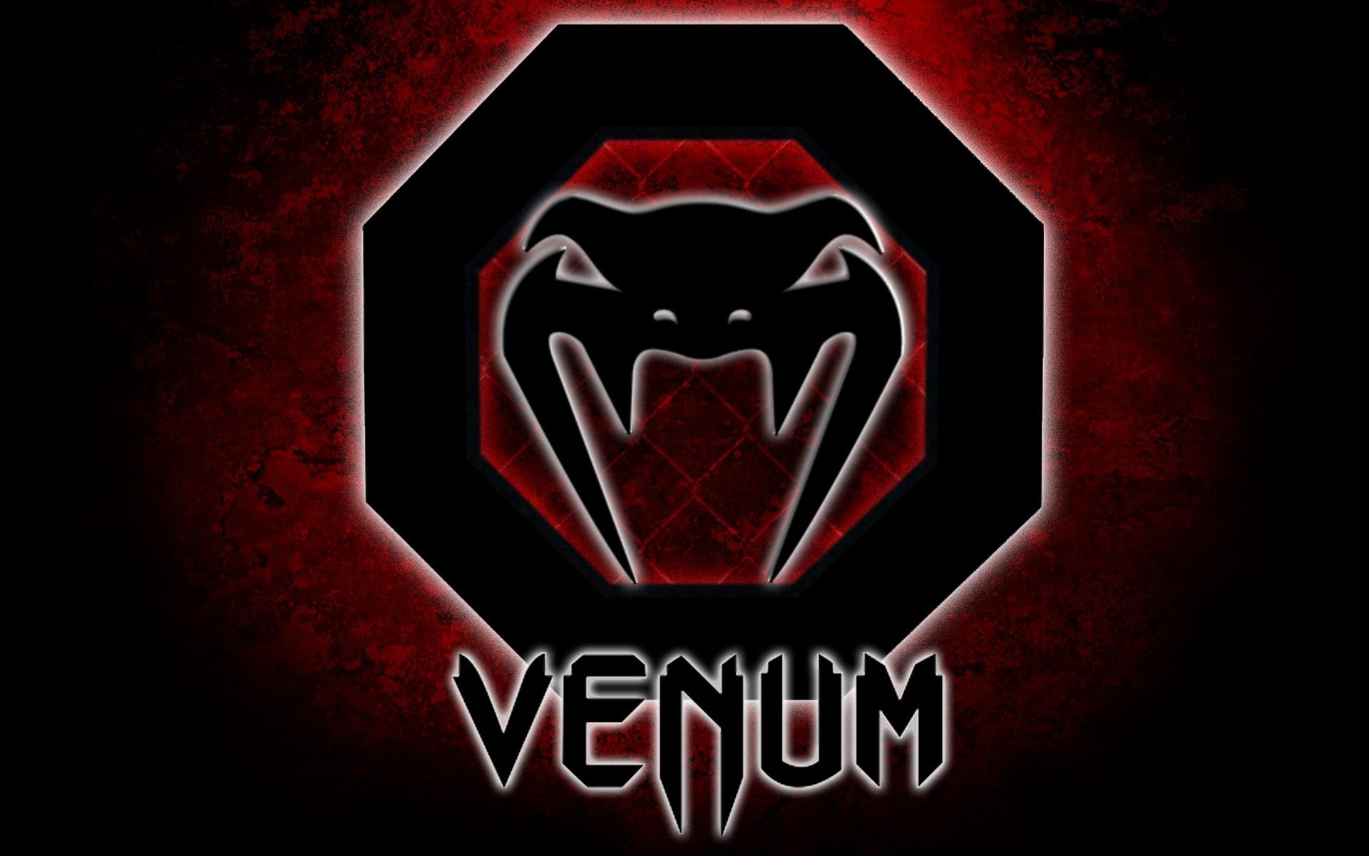 Venum, Logo, Ottagono, Rosso, Sfondo nero, 16:10 Full HD, wallpaper widescreen