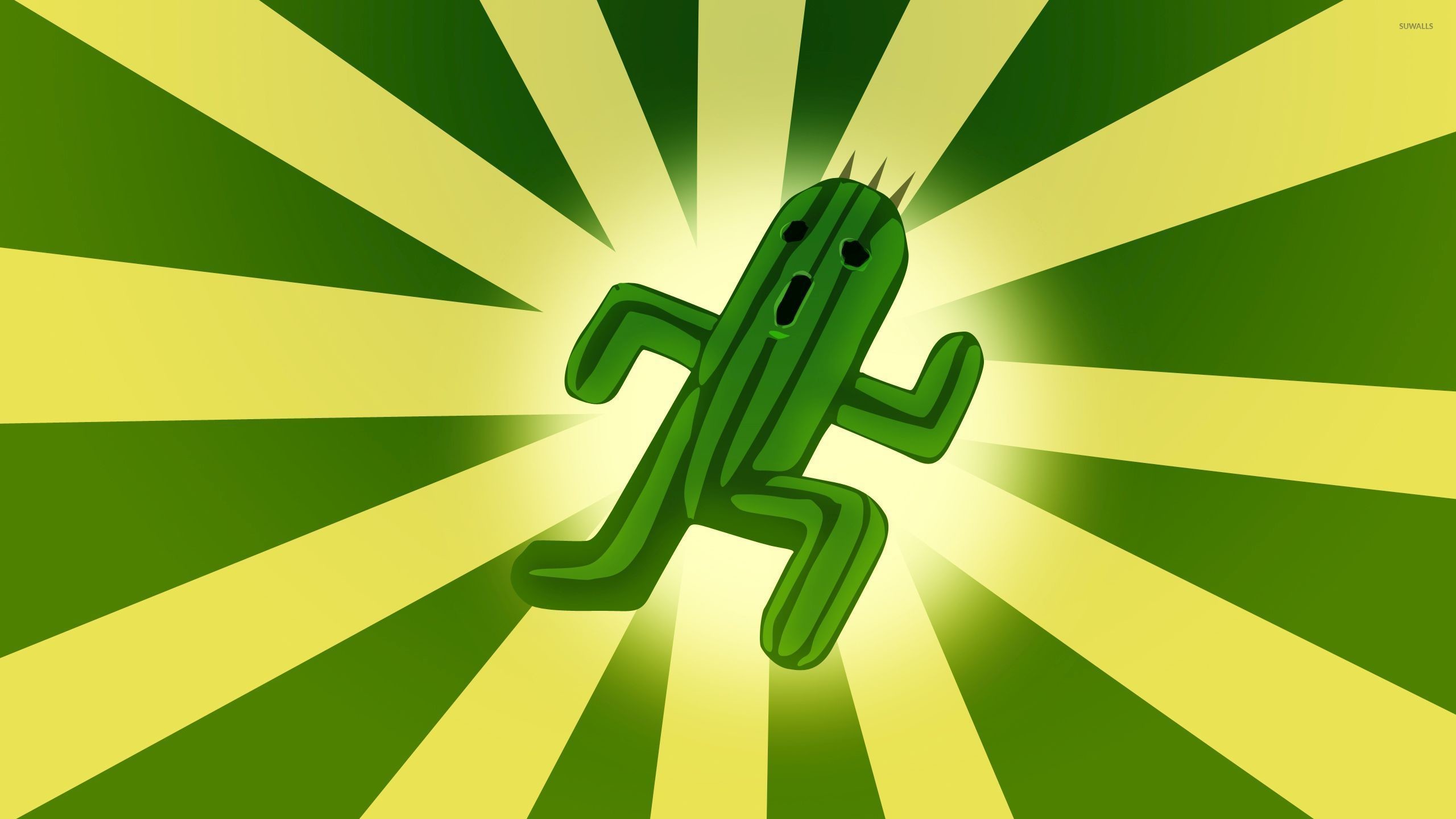 Cactuar, Final Fantasy, Raggi, Verde e giallo, 2K 1440p, sfondo desktop