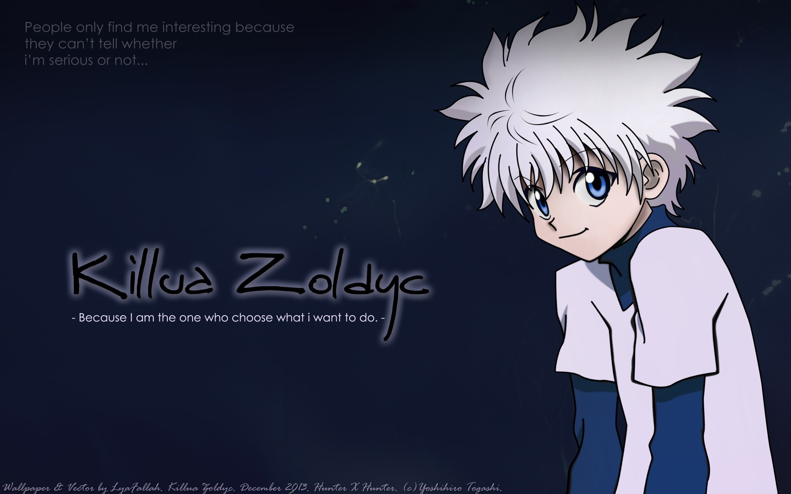 Killua Zoldyck, Hunter x Hunter, Citazione, Blu scuro, 2K, sfondo per PC