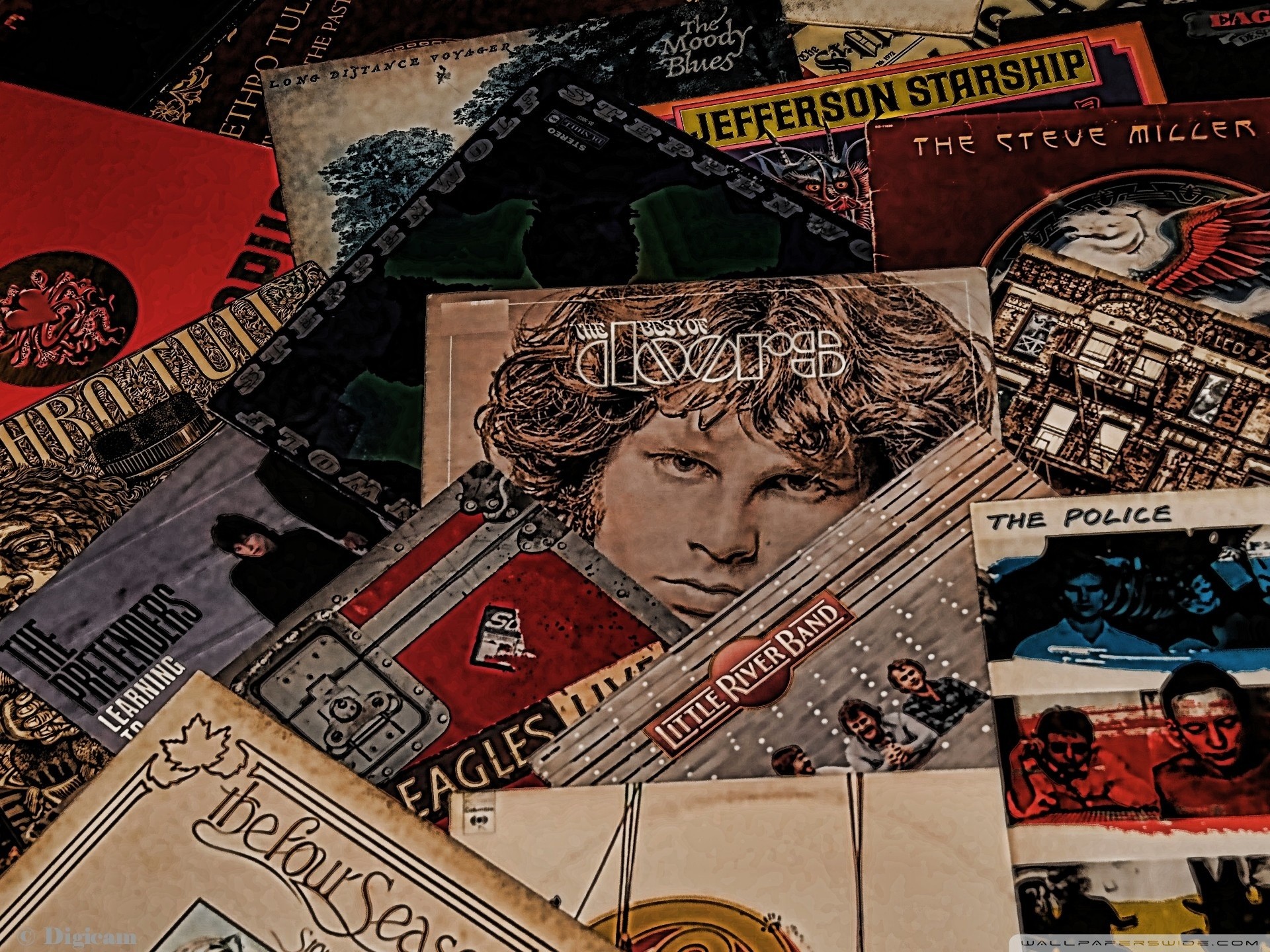 Copertine di vinili, The Doors, Jefferson Starship, The Police, Eagles, sfondo Full HD per tablet