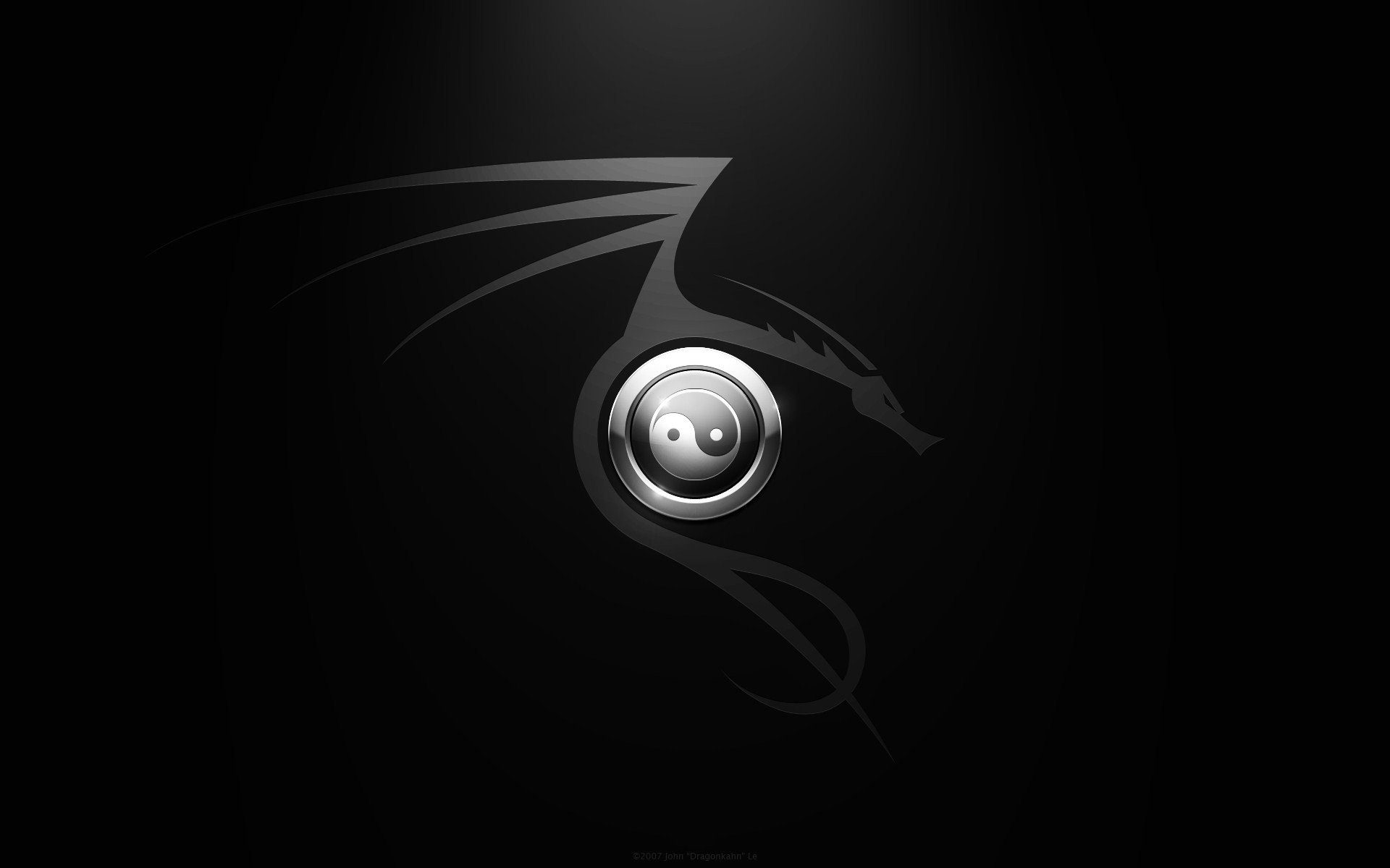 Yin e yang, Drago, Sfondo nero, Full HD, wallpaper per PC
