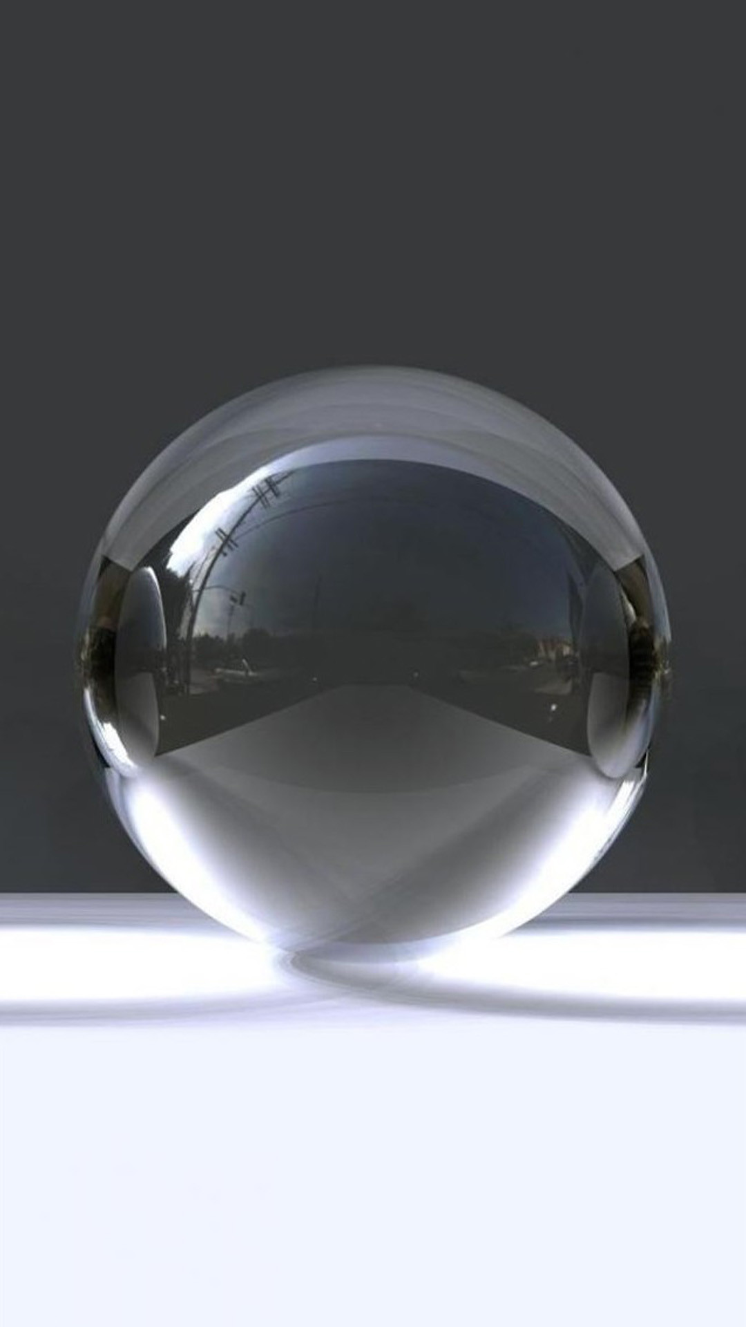 Sfera di vetro, Rendering 3D, Minimalista, Grigio, Full HD, sfondo per smartphone