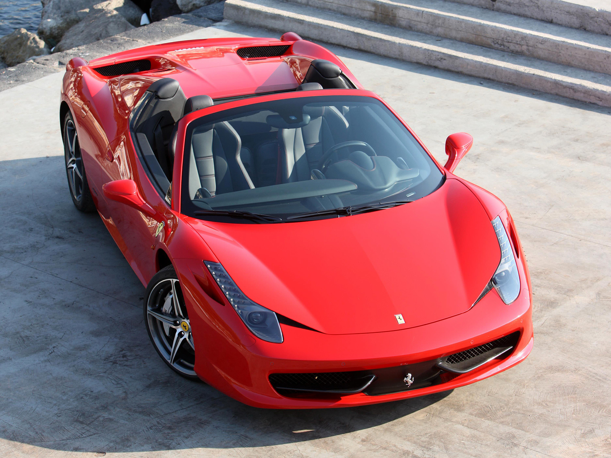Ferrari 458 Spider, Ferrari, Vista dall'alto, Cabriolet, Full HD, sfondo per iPad e tablet