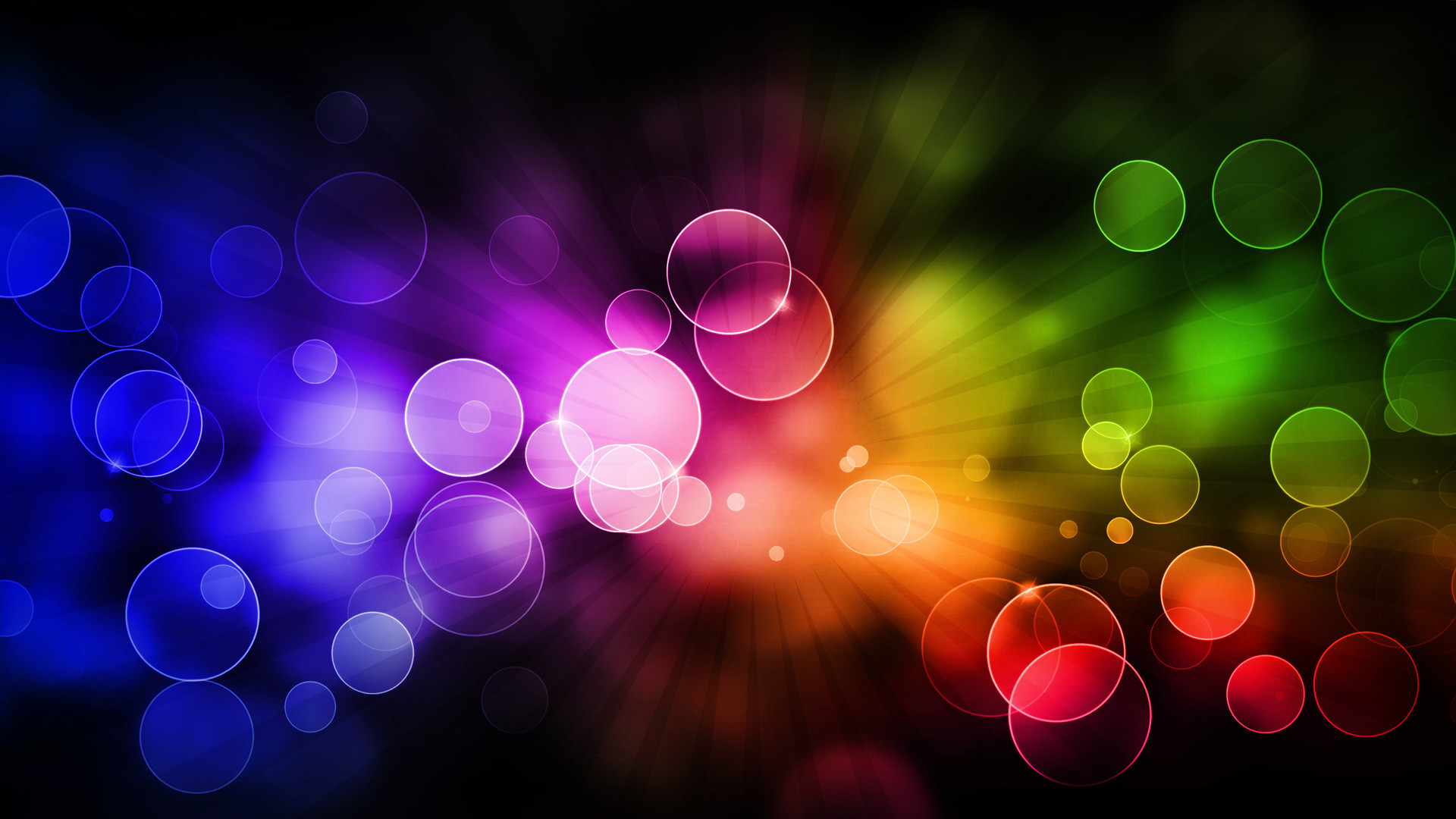 Bokeh, Colori dell'arcobaleno, Sfondo scuro, 1920x1080, wallpaper desktop