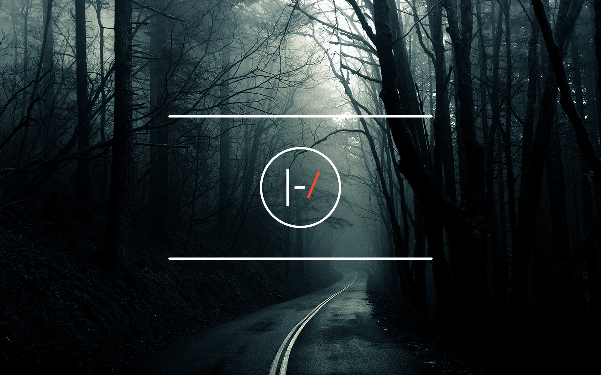 Twenty One Pilots, Logo, Foresta, Strada, 16:10 Full HD, sfondo widescreen