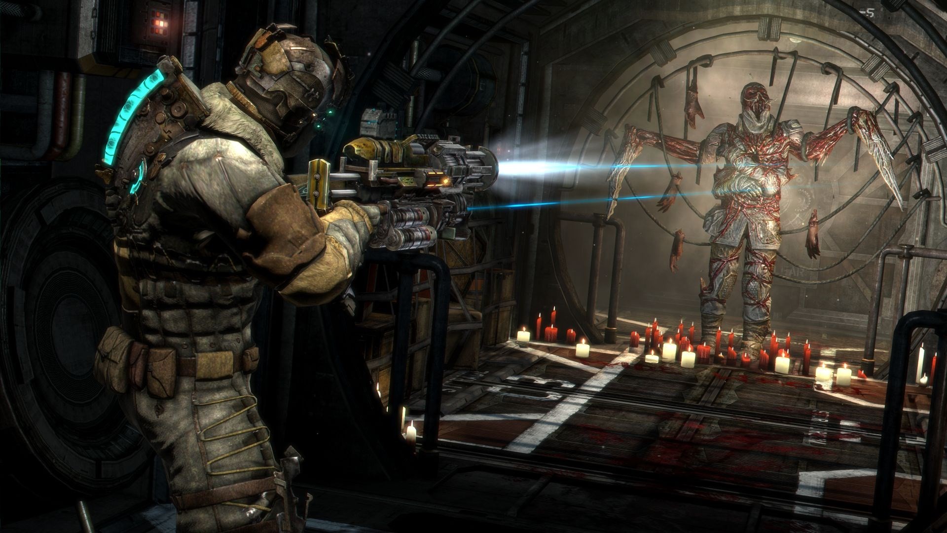 Isaac Clarke, Dead Space 3, Unitology, Altare, Candele, 1920x1080, sfondo per PC