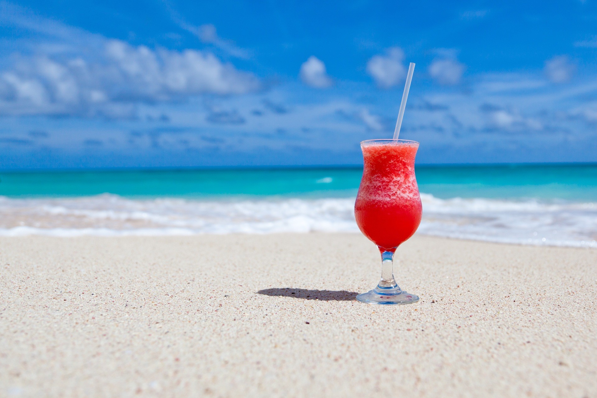 Cocktail, Spiaggia, Mare turchese, Estate, Full HD, sfondo per portatile