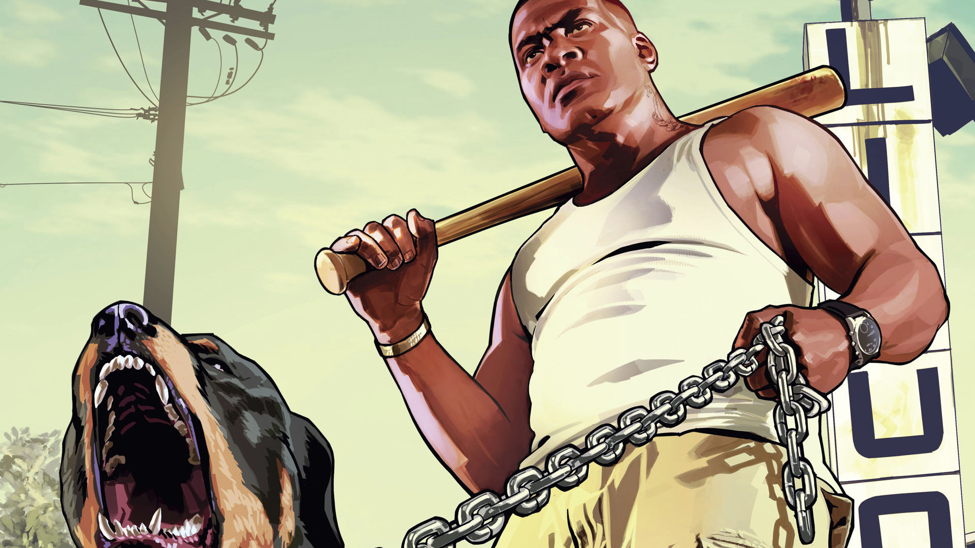 Franklin Clinton, Chop, Grand Theft Auto V, Rottweiler, Full HD 1080p, sfondo desktop