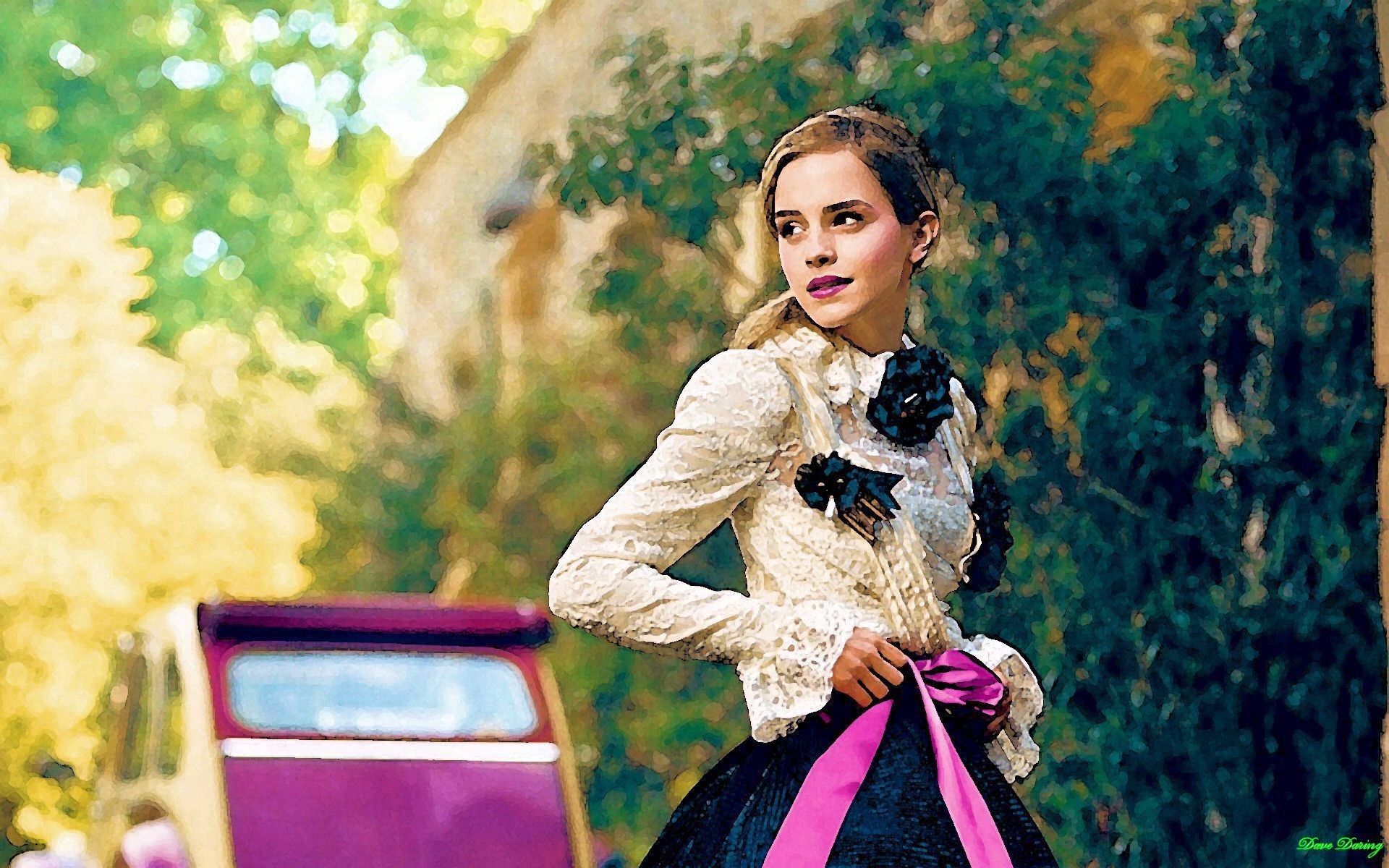 Emma Watson, Giardino, Moda, Full HD, sfondo Windows 11