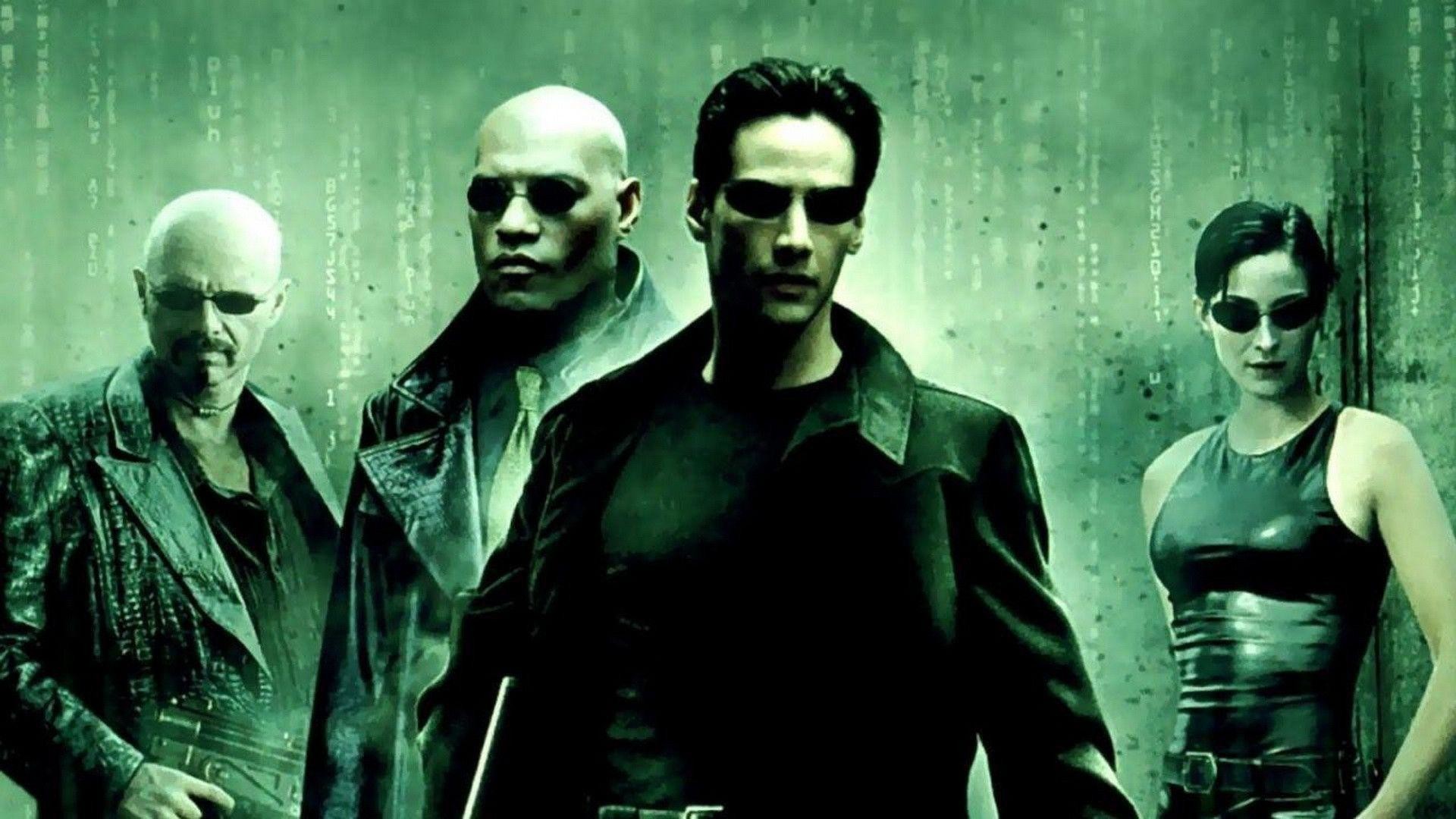 Matrix, Neo, Morpheus, Trinity, Agente Smith, Keanu Reeves, Locandina, sfondo widescreen Full HD