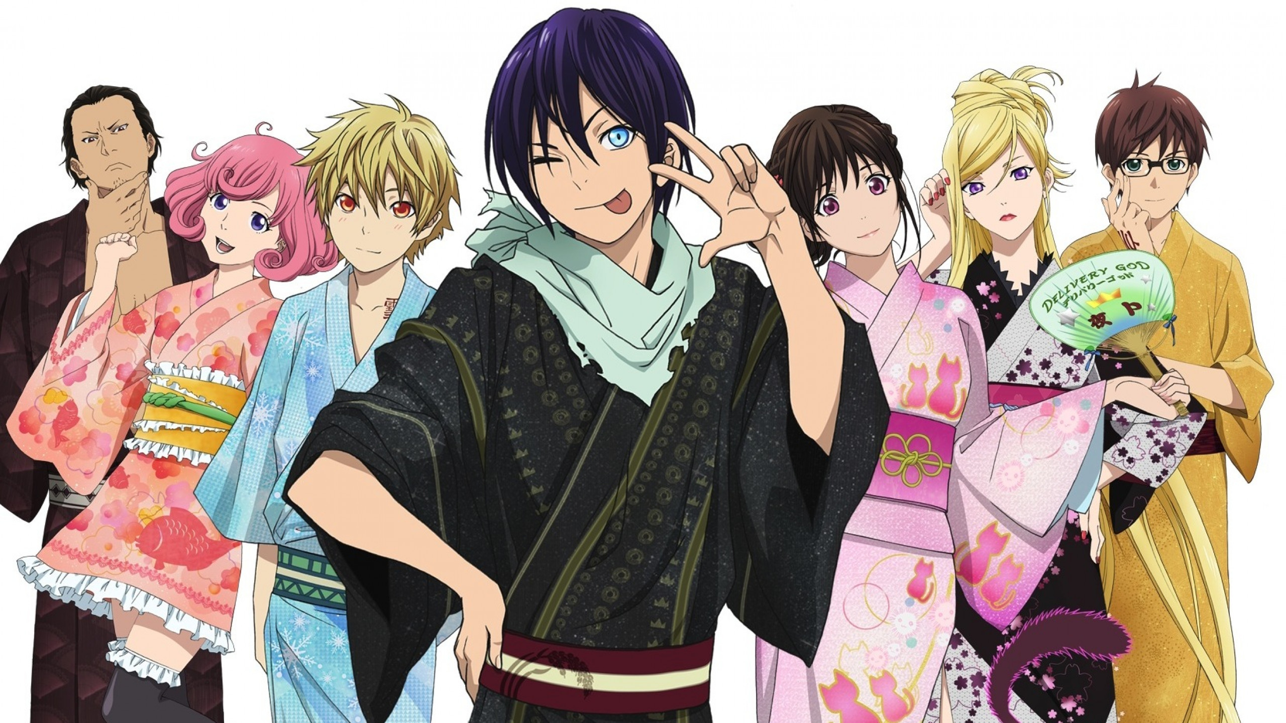 Yato, Kofuku, Bishamonten, Yukine, Noragami, Yukata, 2K 1440p, sfondo desktop