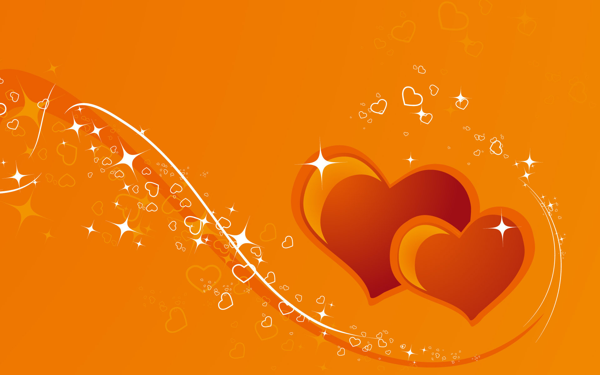 Cuori, Sfondo arancione, Illustrazione, Full HD, wallpaper per PC