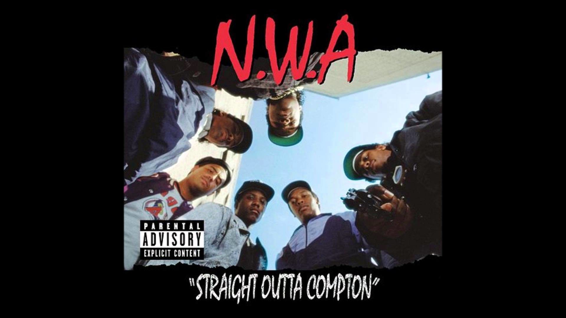 N.W.A, Straight Outta Compton, Copertina album, Ruthless Records, 1988, sfondo 1920x1080 per PC