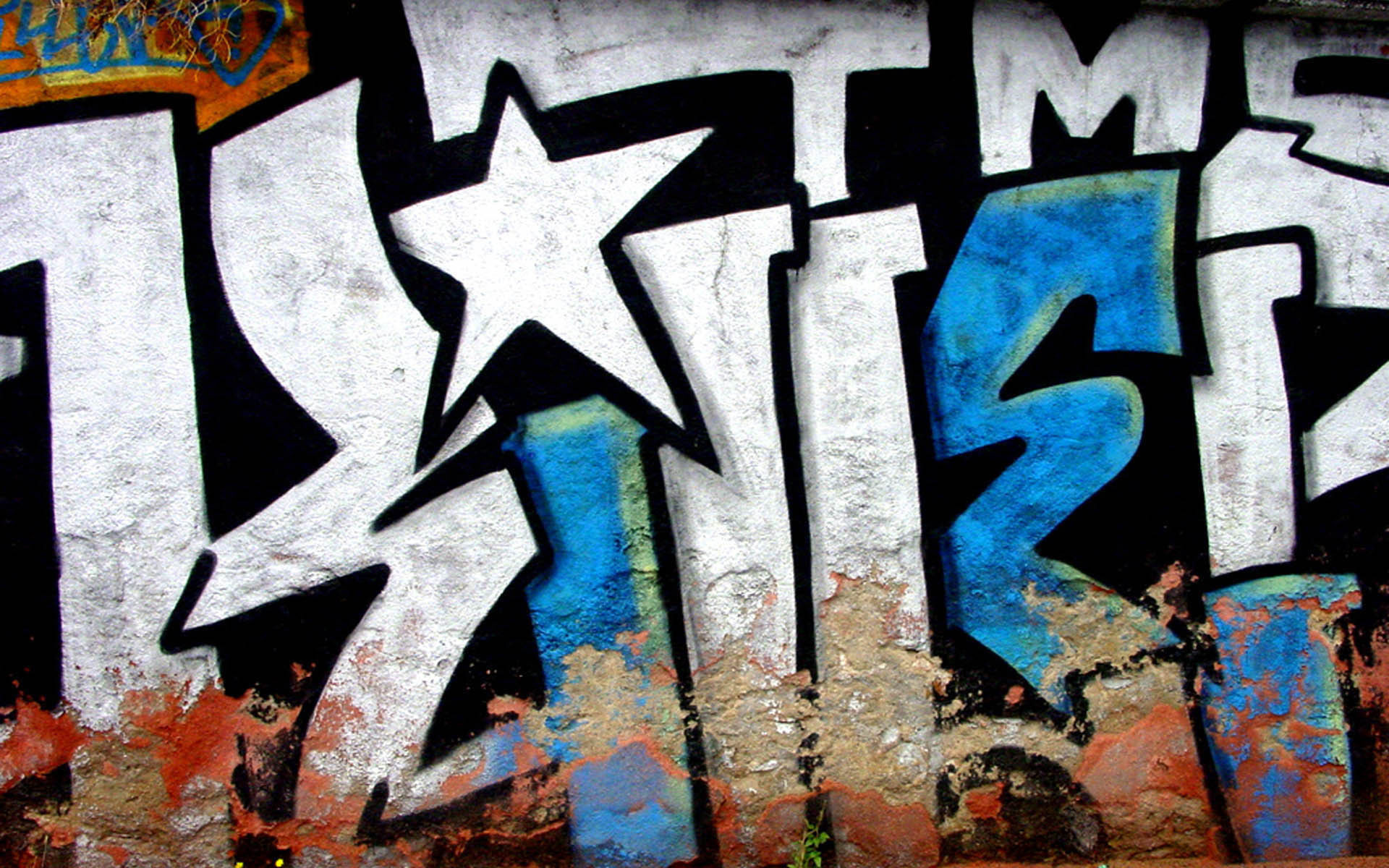 Graffiti, Lettering, Stella, Bianco e blu, Full HD, wallpaper per PC