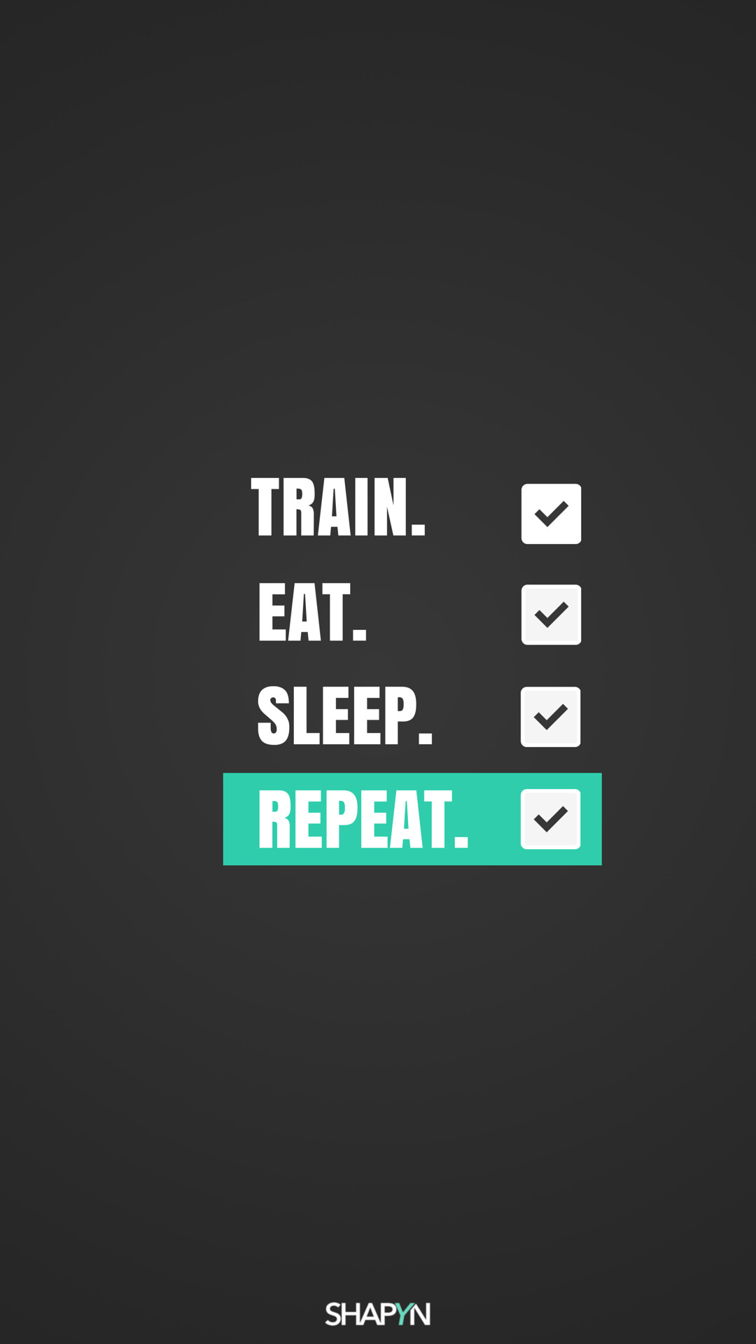 Train Eat Sleep Repeat, Citazione motivazionale, Minimalista, 1080x1920, schermata di blocco iPhone