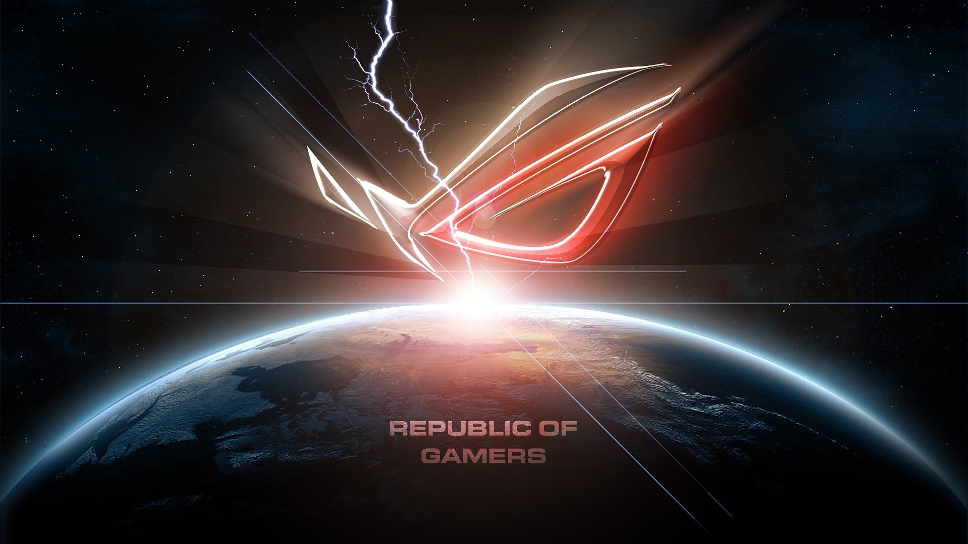 ASUS ROG, Republic of Gamers, Logo, Terra, Fulmine, Full HD, sfondo per PC e portatile