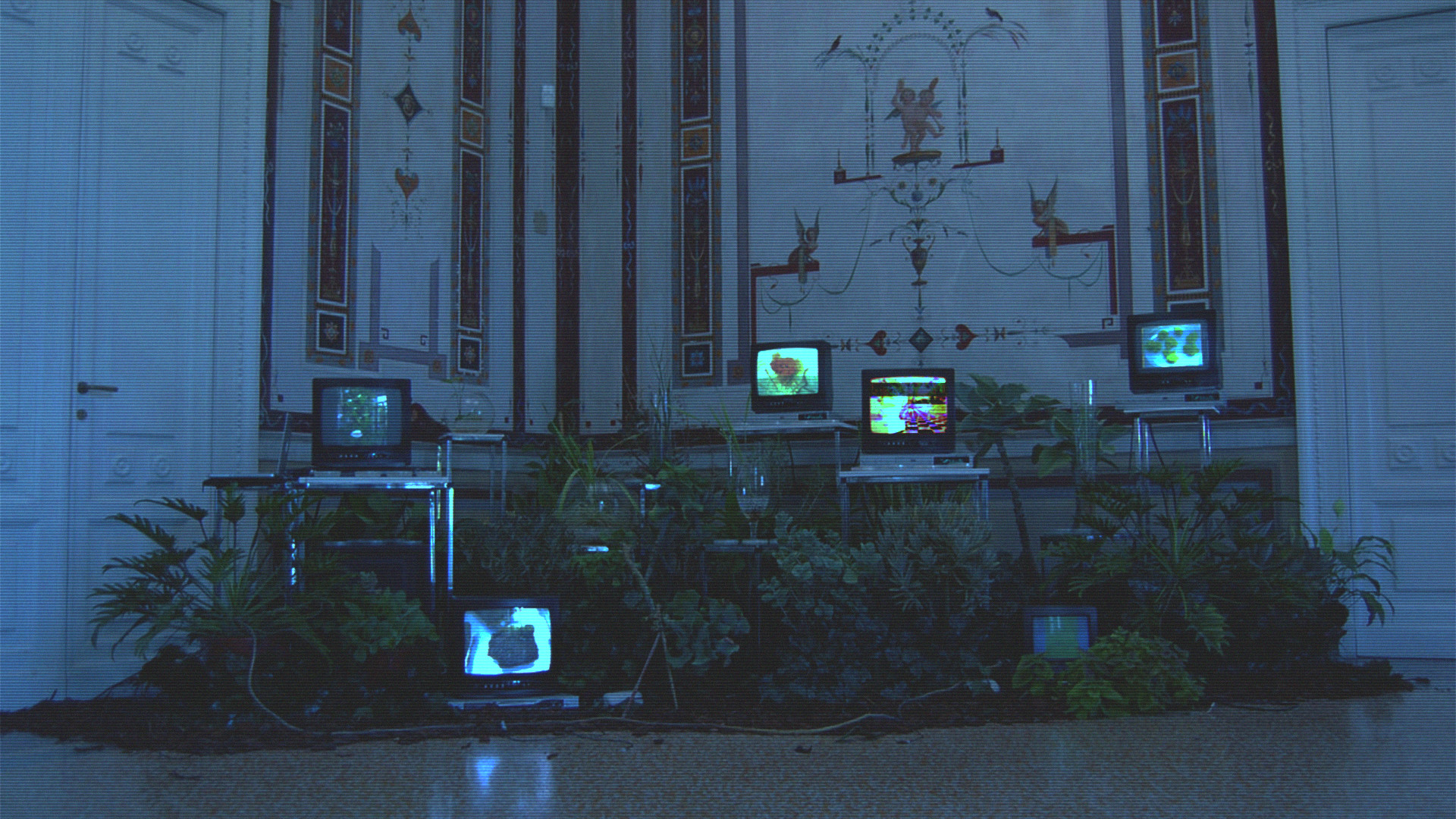 Vaporwave, Televisori, Piante, Sala classica, Full HD, sfondo per portatile
