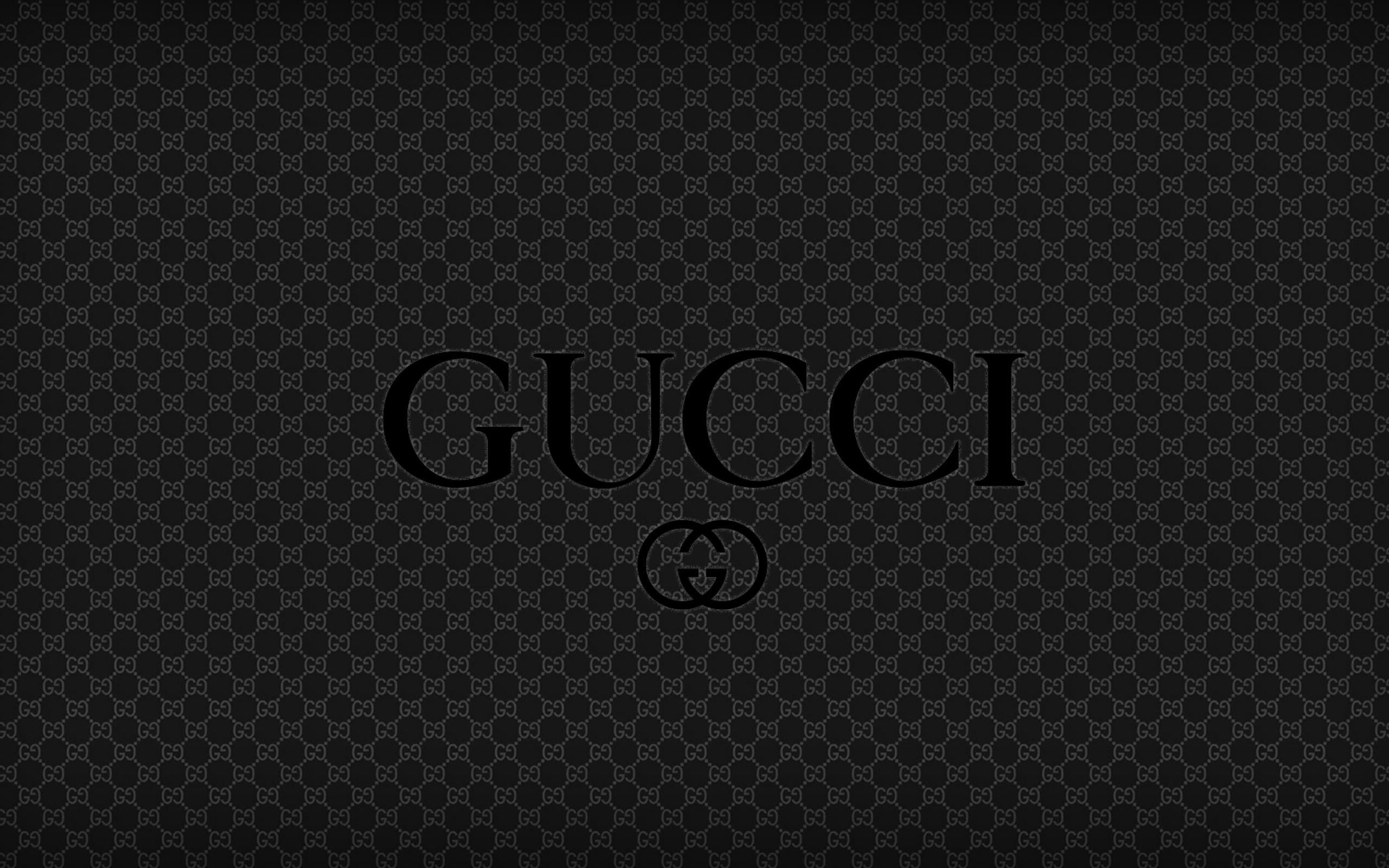 Gucci, Logo GG, Nero, 2K, sfondo desktop
