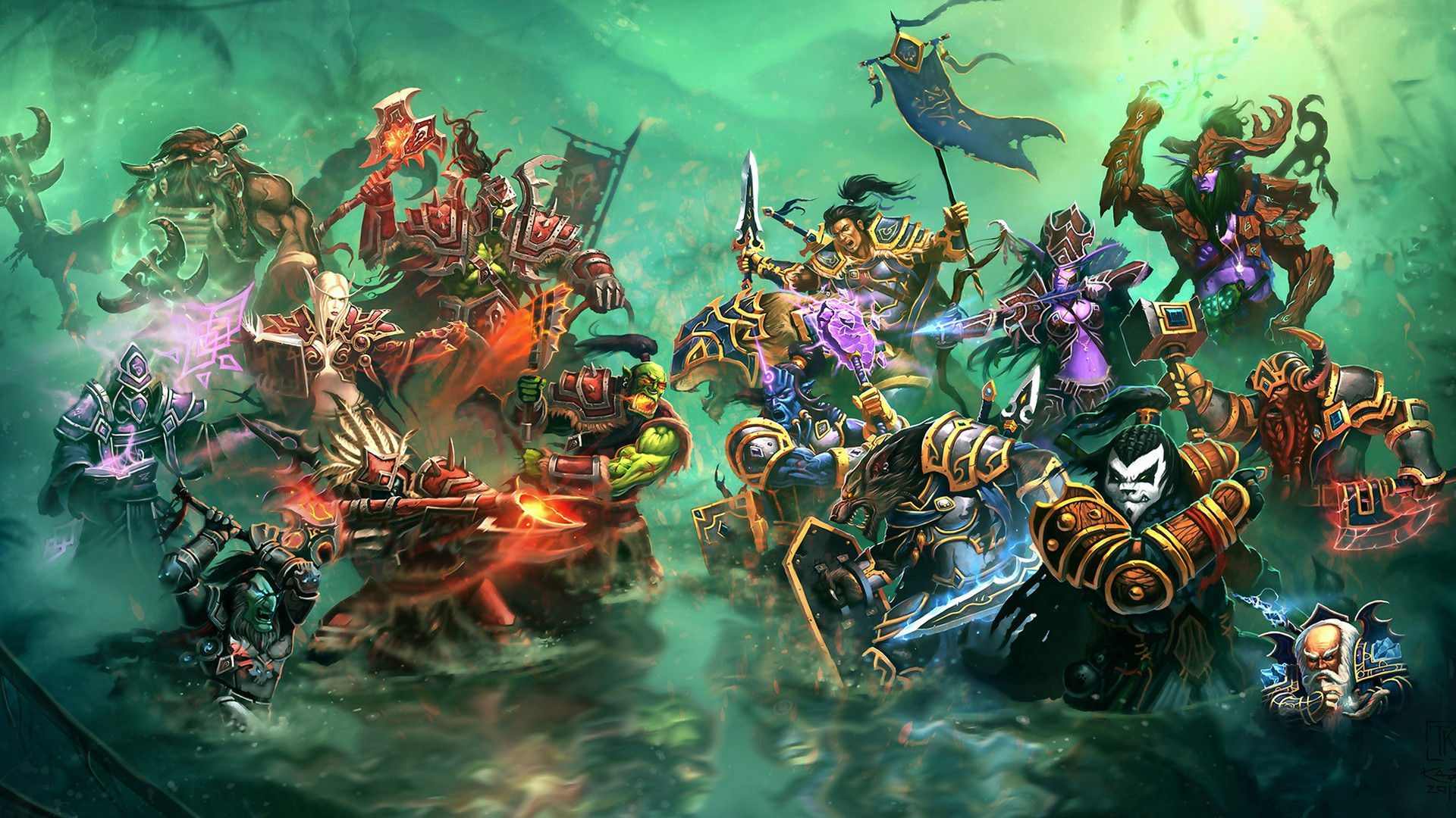 World of Warcraft, Battaglia, Personaggi, Fantasy, Full HD, sfondo per PC e portatile