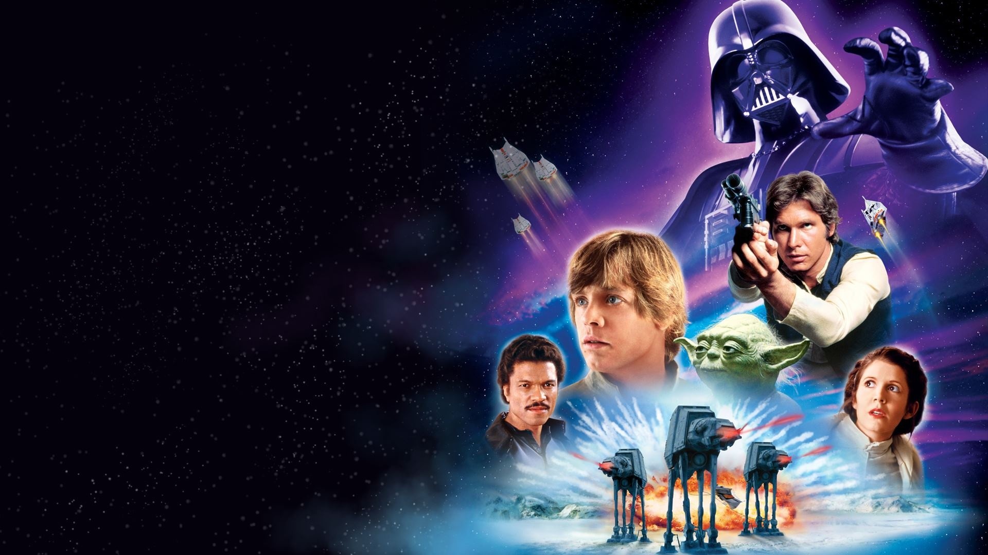 Star Wars: L'Impero colpisce ancora, Darth Vader, Luke Skywalker, Han Solo, AT-AT, wallpaper Full HD