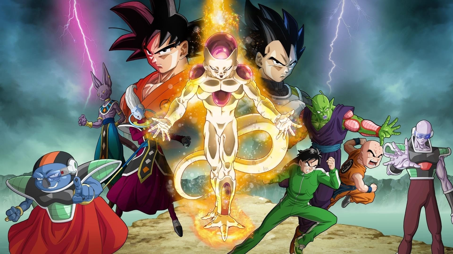 Freezer, Goku, Vegeta, Beerus, La resurrezione di F, Full HD, sfondo per portatile