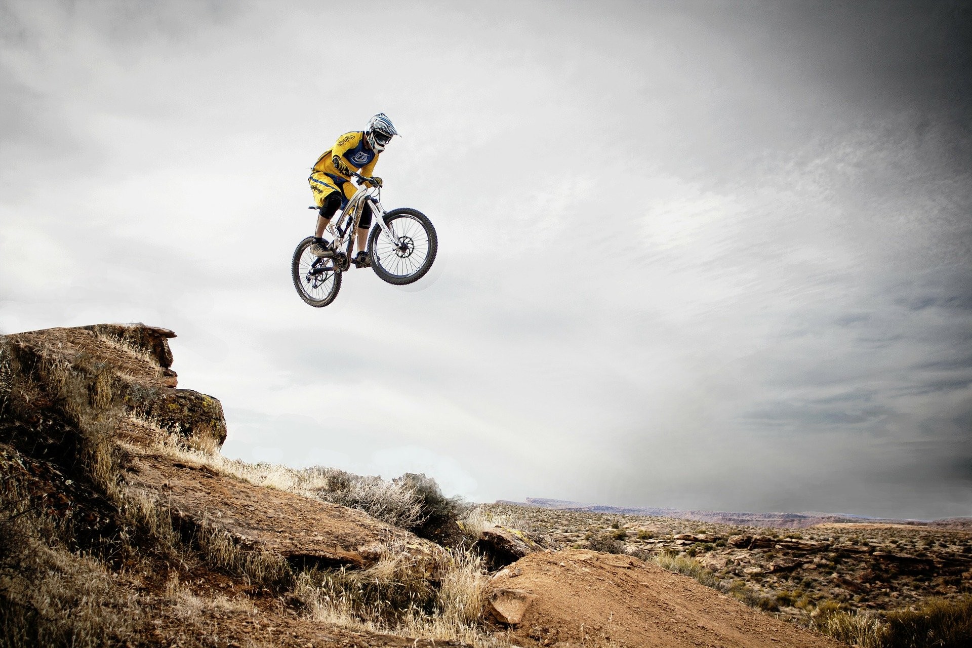 Salto, Motocross, Freestyle, Scogliera, Full HD, sfondo per PC