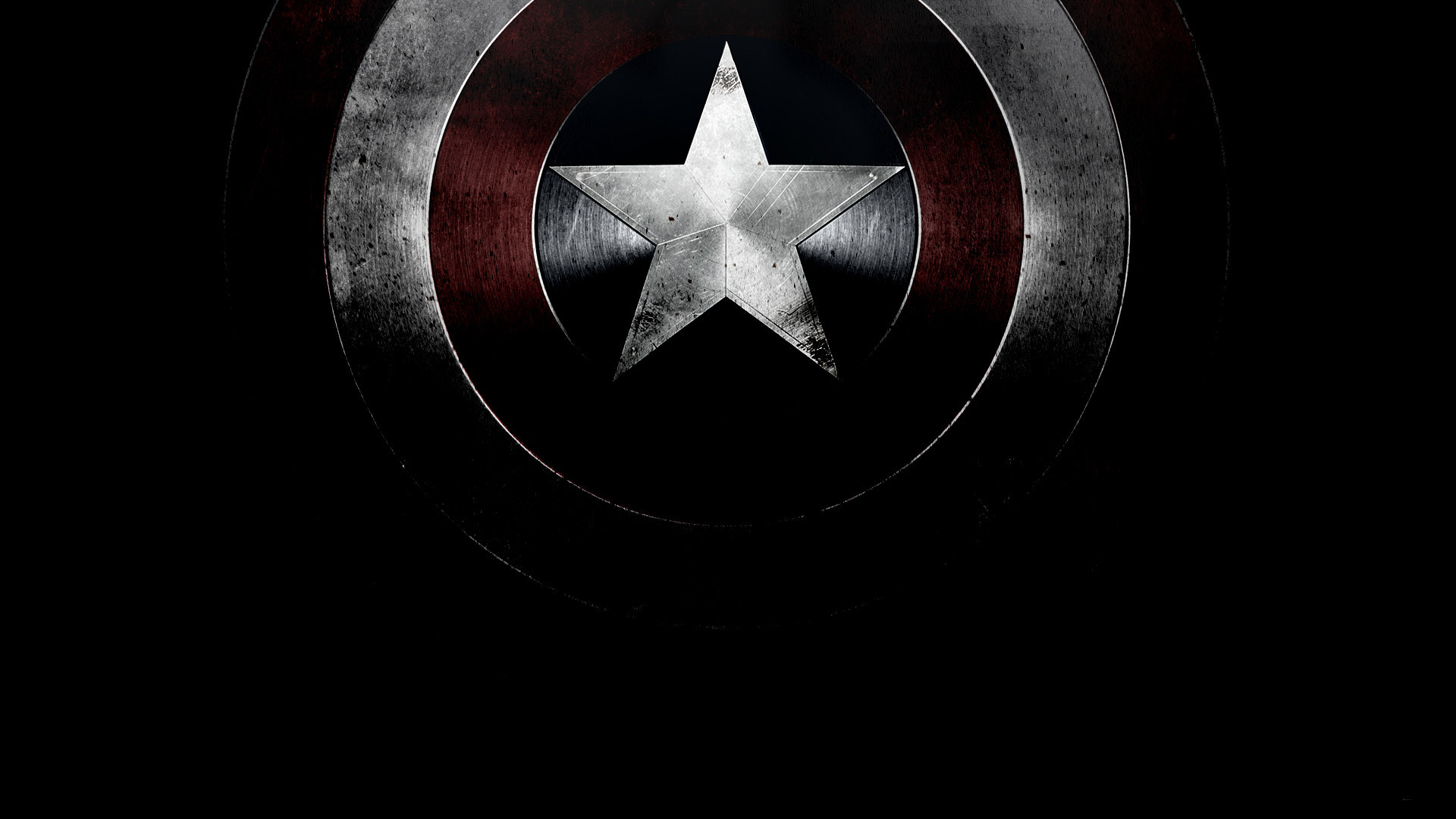 Scudo di Capitan America, Capitan America, Stella, Sfondo nero, Full HD, wallpaper per computer
