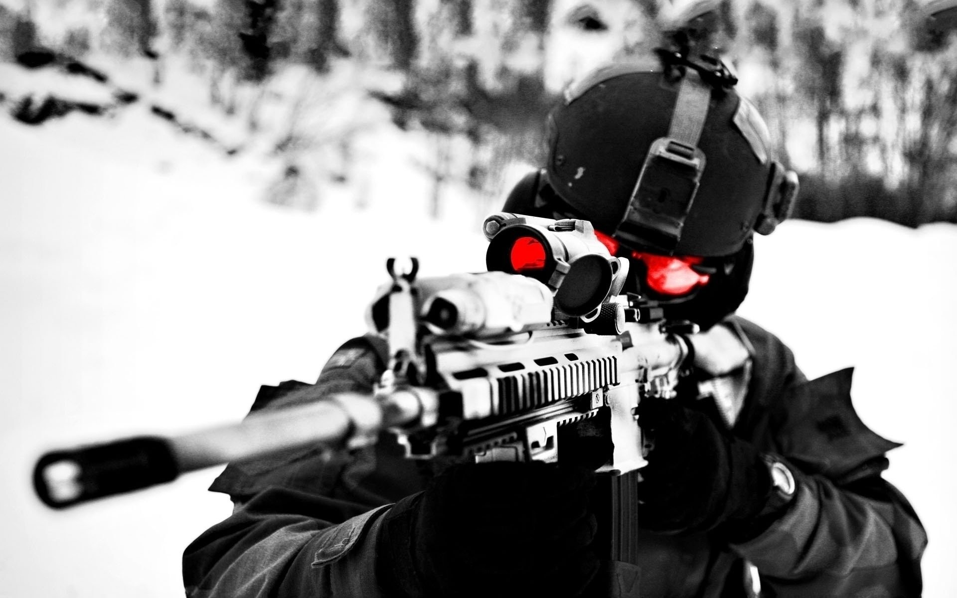 Call of Duty, Soldato, Fucile, Neve, Mirino rosso, 16:10 Full HD, sfondo widescreen