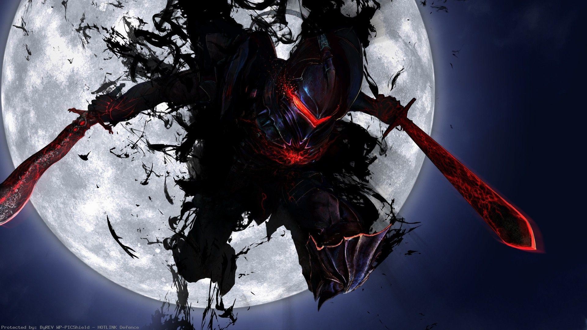 Berserker, Fate/Zero, Luna piena, Armatura nera, 16:9 Full HD, sfondo widescreen