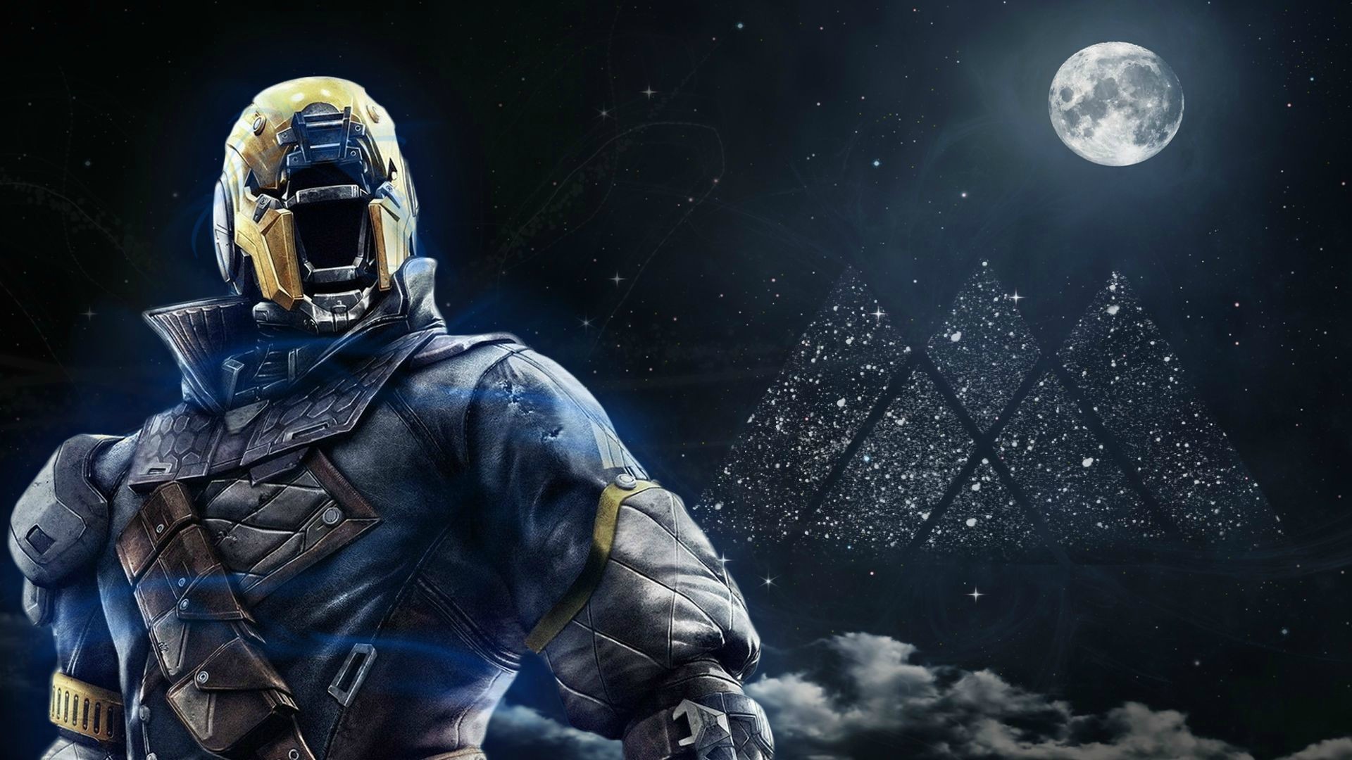 Cacciatore, Destiny, Guardiano, Luna, Notte stellata, Full HD 1080p, sfondo desktop