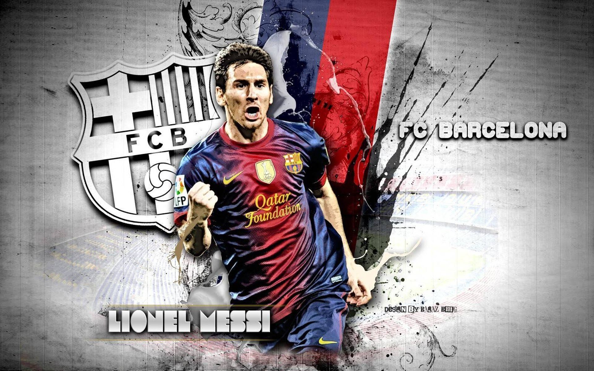 Lionel Messi, FC Barcelona, Stemma FC Barcelona, Arte digitale, 1920x1200, sfondo MacBook Pro