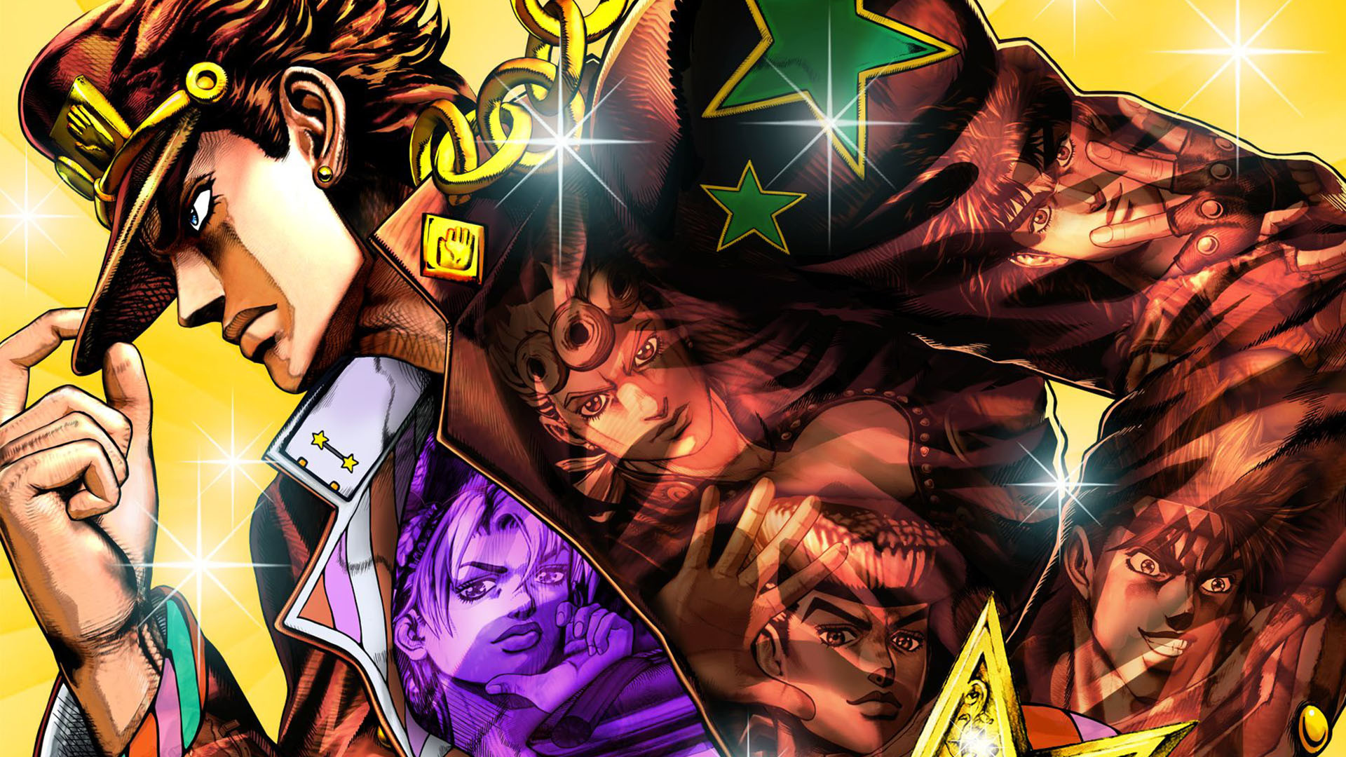 Le bizzarre avventure di JoJo, Jotaro Kujo, Stardust Crusaders, Stile manga, Giallo, sfondo 1080p